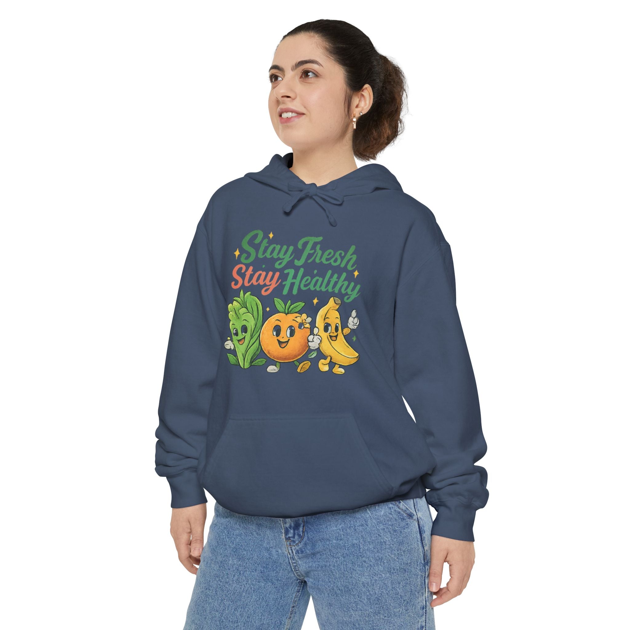 Stay Fresh Stay Healthy Hoodie — Cute Fruit & Veg Wellness Pullover