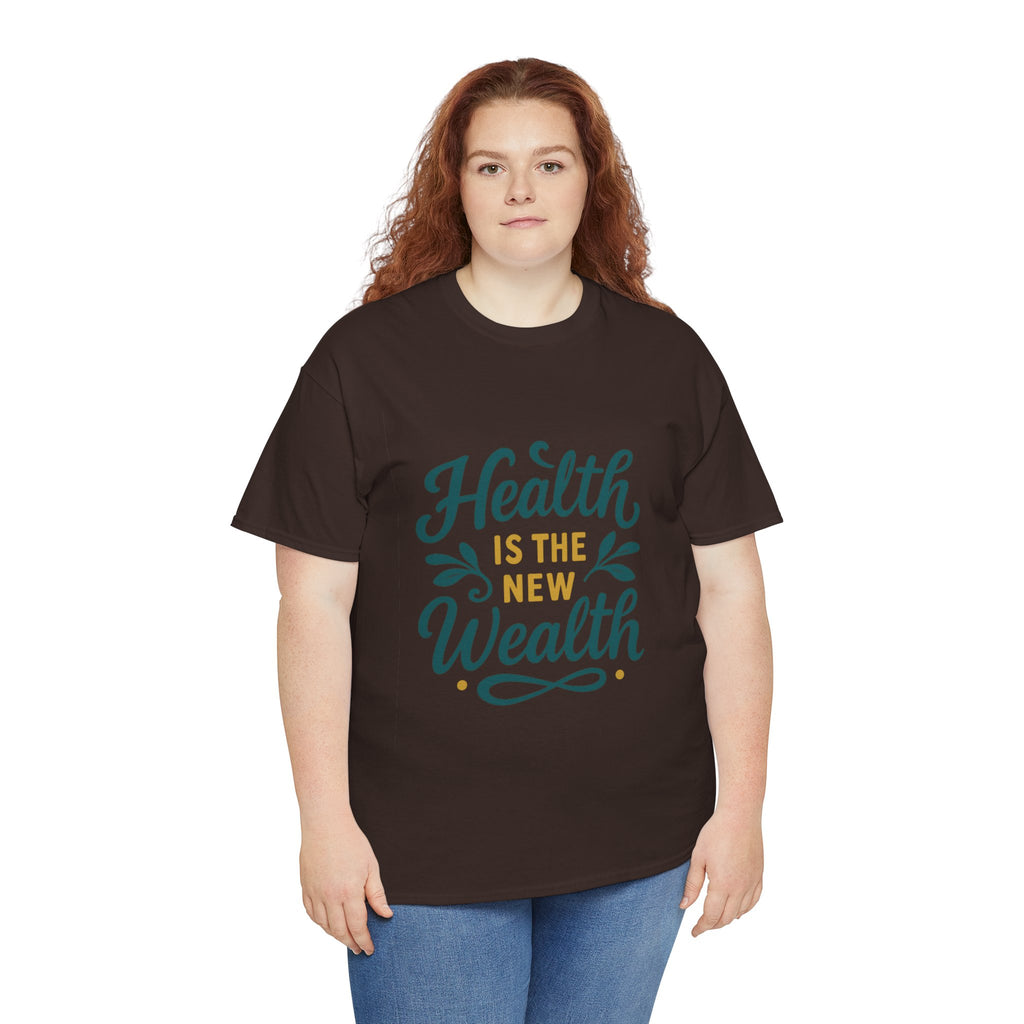 Health is the New Wealth Unisex Heavy Cotton Tee, Motivational T-Shirt, Wellness Gift, Inspirational Apparel, Casual Wear