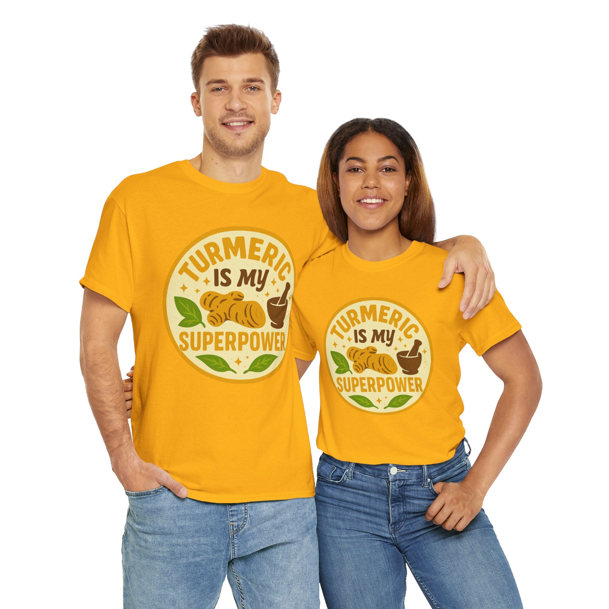 Turmeric Superpower Tee, Unisex Cotton T-Shirt, Health Enthusiast Gift, Herbal Tea Lover Shirt, Natural Wellness Apparel, Unique Gift Idea