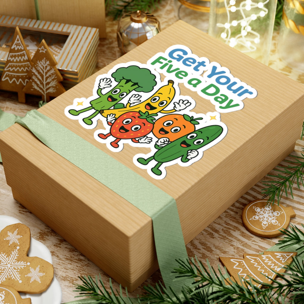Get Your Five a Day Sticker — Cute Fruit & Veggie Kiss-Cut Sticker