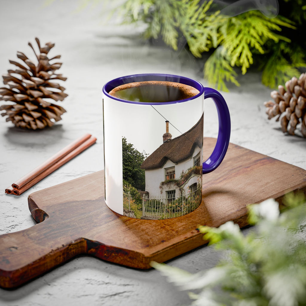 Thatched Cottage Photo Mug (11oz & 15oz) — Cozy English Cottage Scenic Coffee Cup
