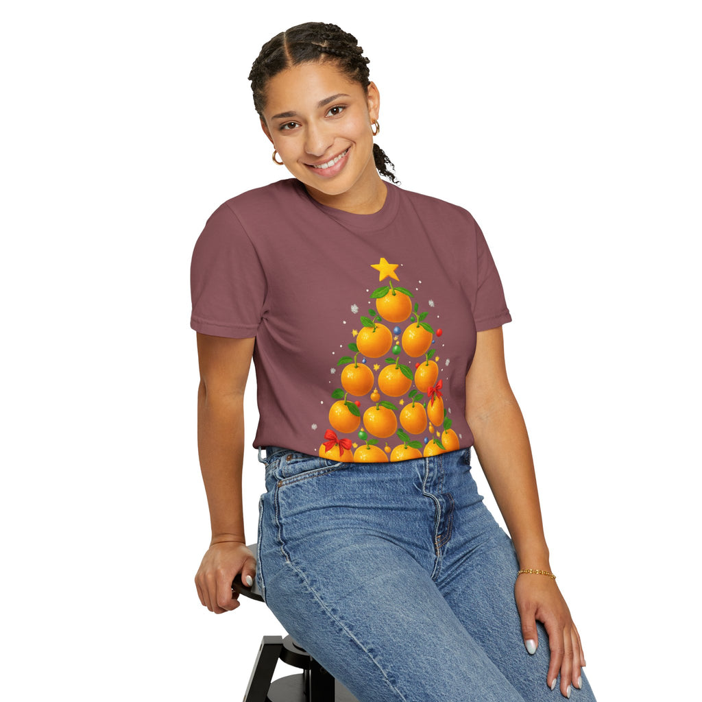 Orange Christmas Tree T-Shirt — Festive Citrus Holiday Tee
