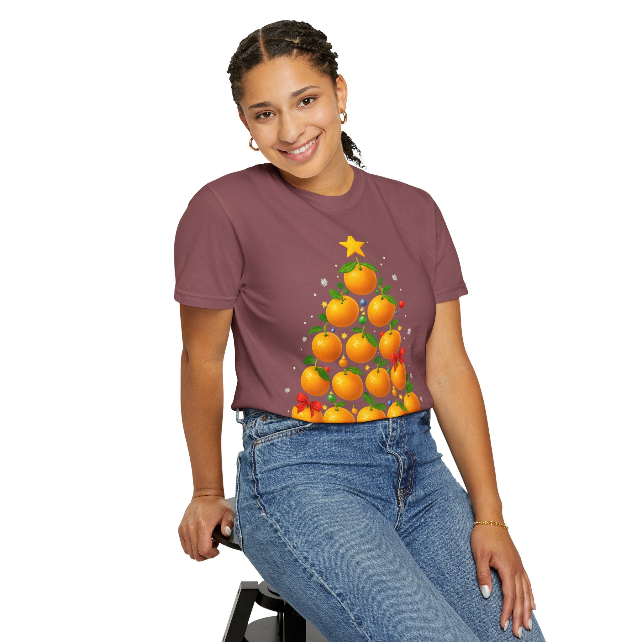 Orange Christmas Tree T-Shirt — Festive Citrus Holiday Tee
