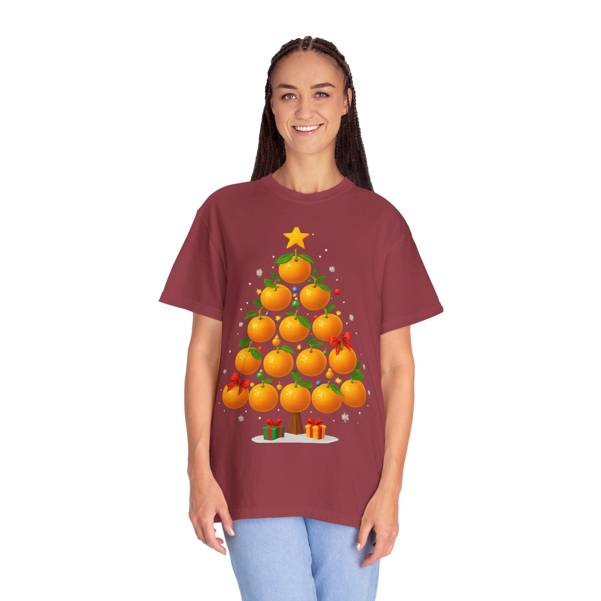Orange Christmas Tree T-Shirt — Festive Citrus Holiday Tee