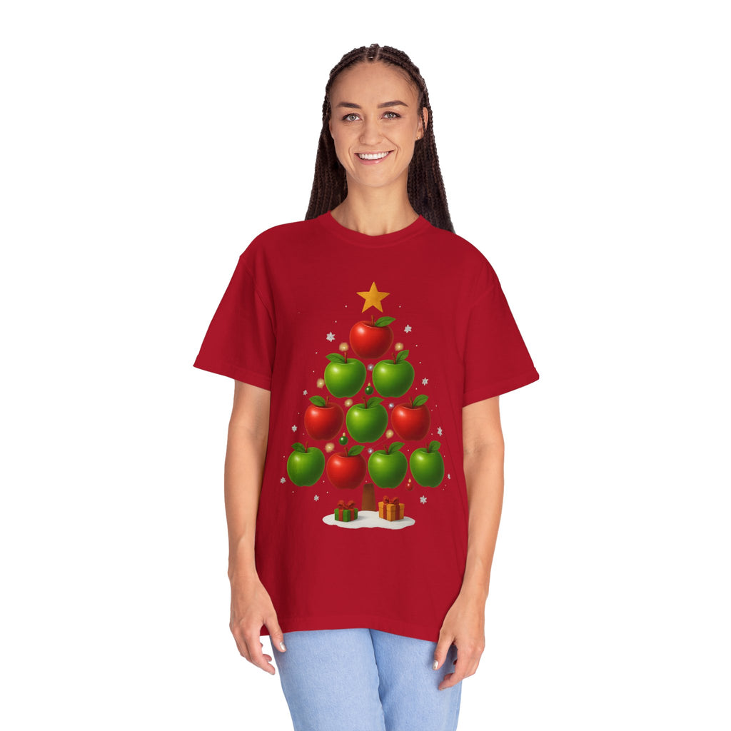Apple Christmas Tree T-Shirt — Holiday Fruit Tree Graphic Tee