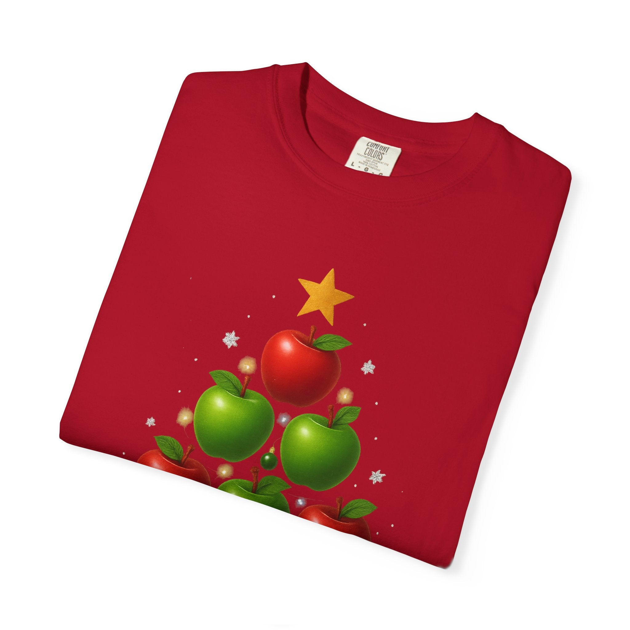 Apple Christmas Tree T-Shirt — Holiday Fruit Tree Graphic Tee