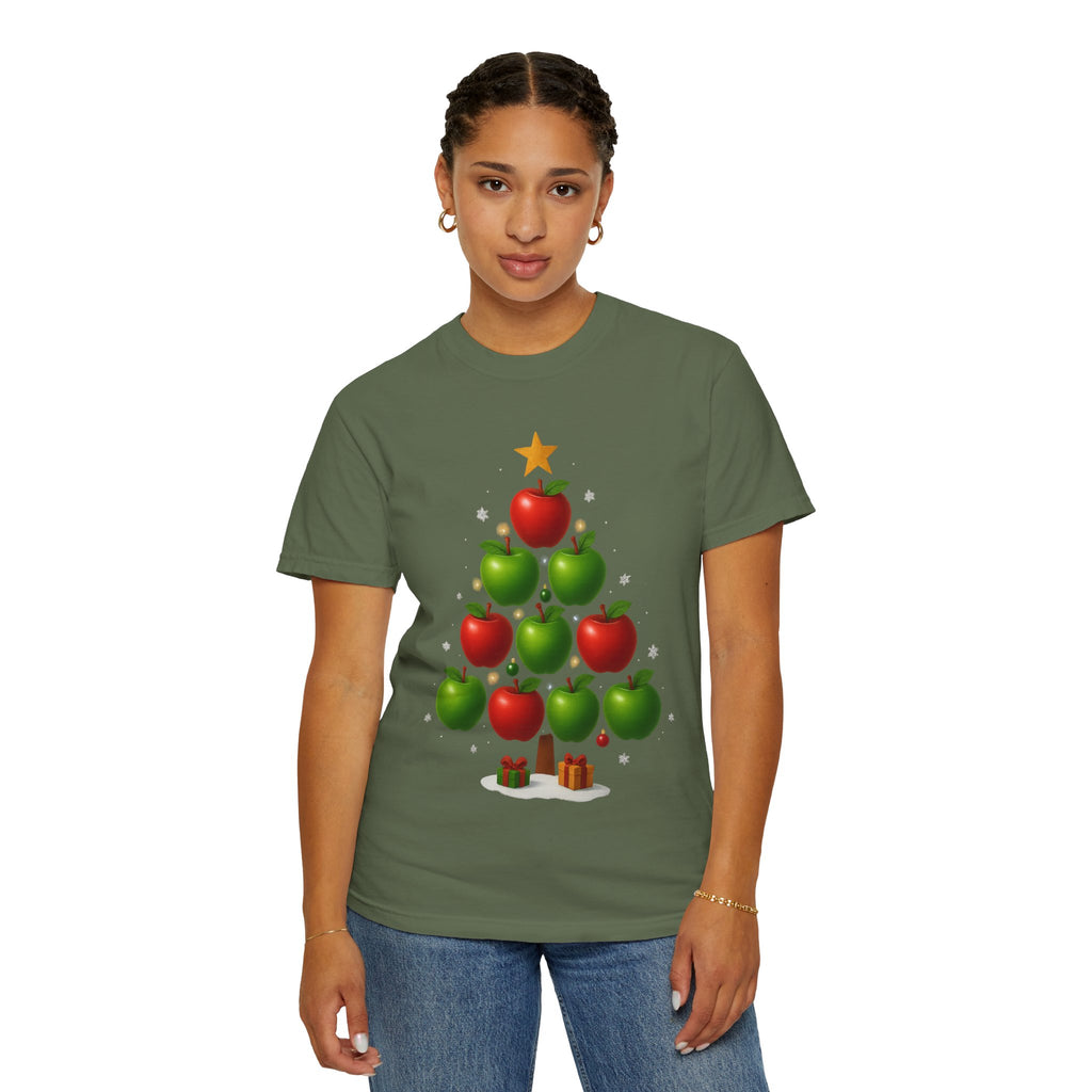 Apple Christmas Tree T-Shirt — Holiday Fruit Tree Graphic Tee