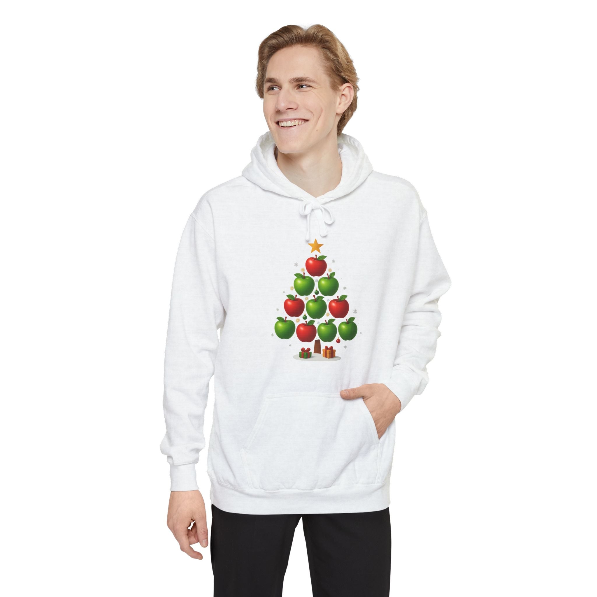 Christmas Apple Tree Hoodie — Cute Holiday Tree with Apples & Star