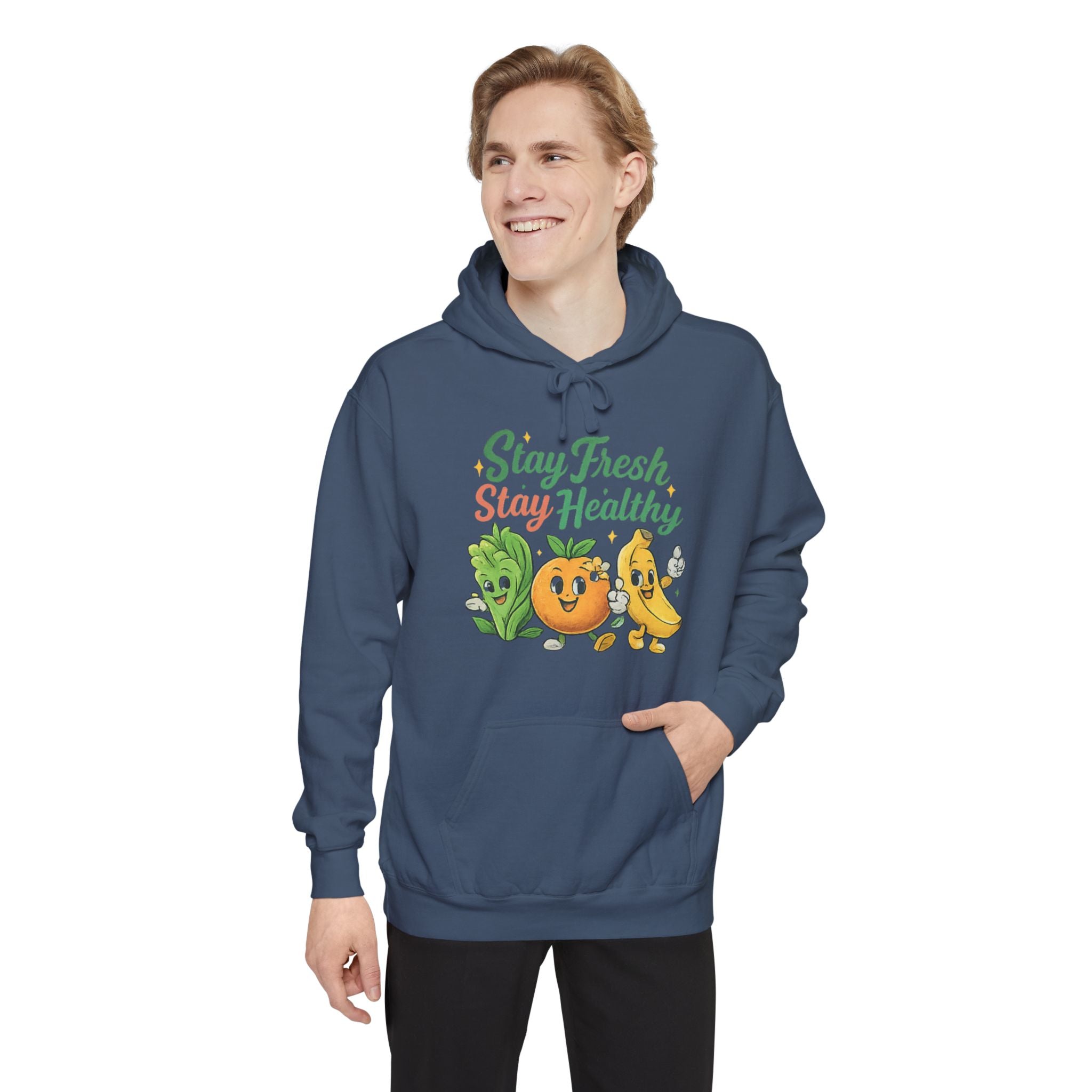 Stay Fresh Stay Healthy Hoodie — Cute Fruit & Veg Wellness Pullover