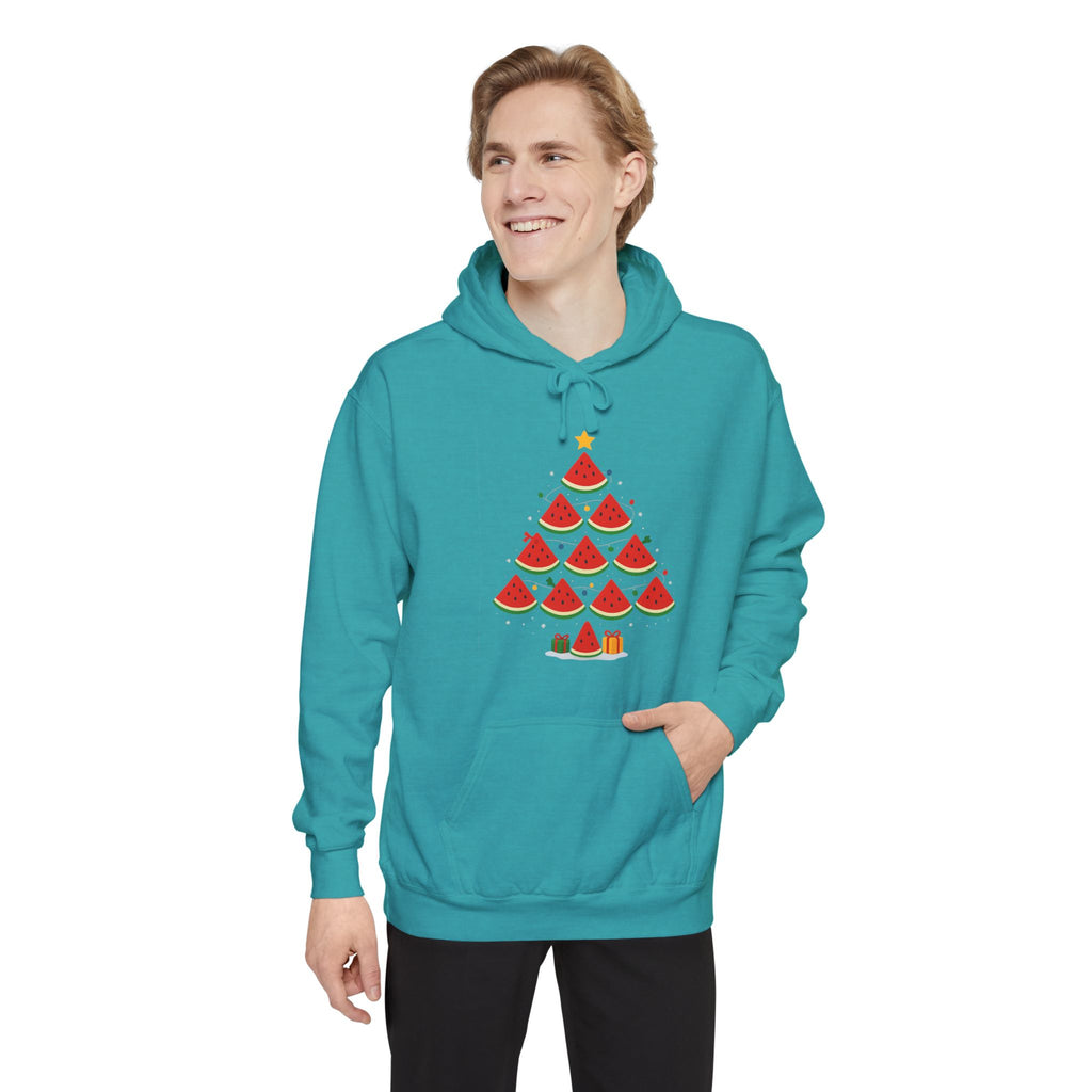 Watermelon Christmas Tree Hoodie — Festive Fruit Holiday Pullover
