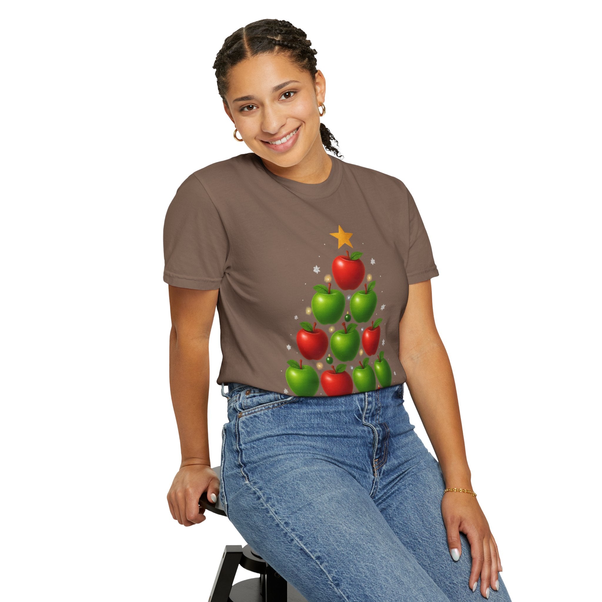 Apple Christmas Tree T-Shirt — Holiday Fruit Tree Graphic Tee