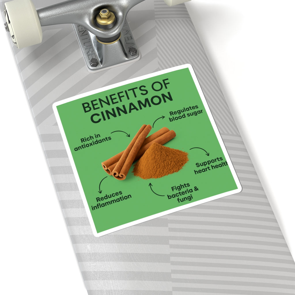 Cinnamon Benefits Stickers | Educational Decor for Home and Office, Wellness Gift, Kitchen Art, Laptop Stickers, Fun Learning Tools