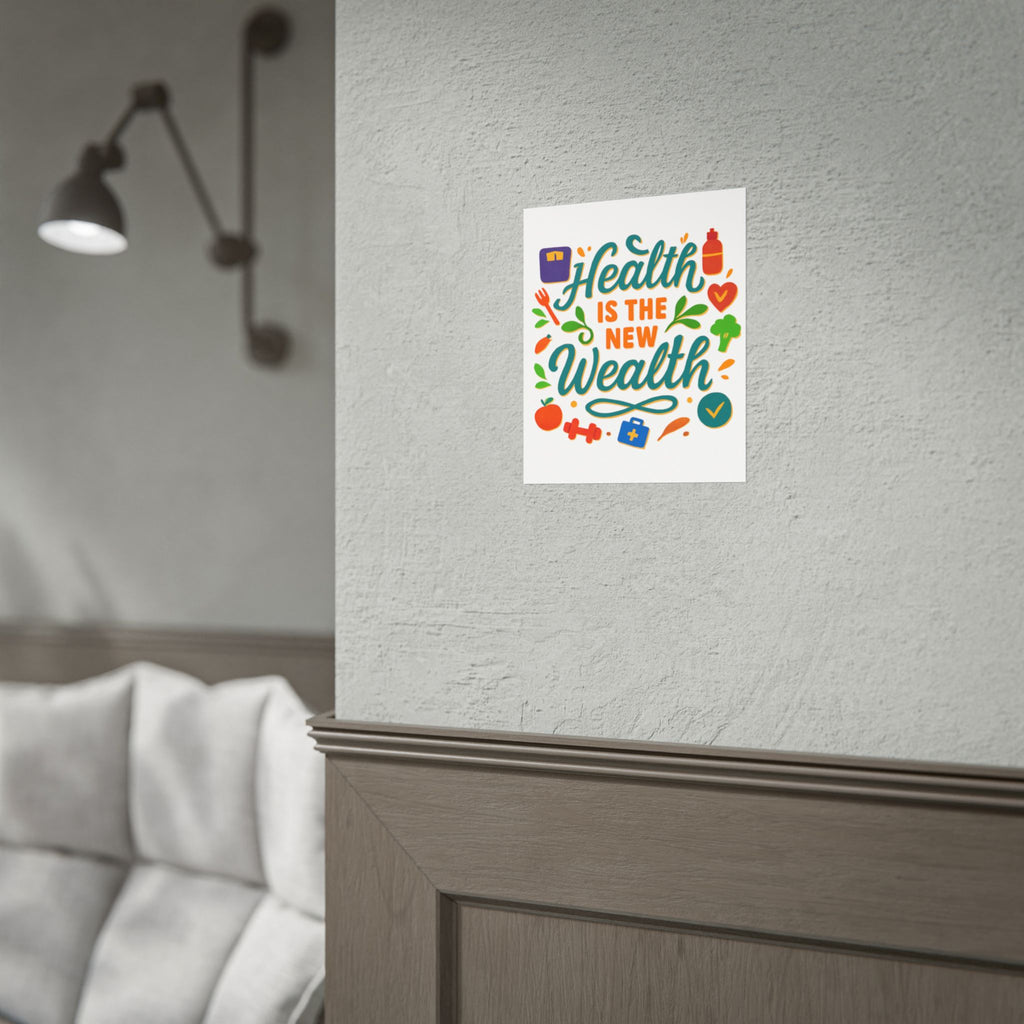 Health Is the New Wealth Rolled Poster — Motivational Wellness Wall Art