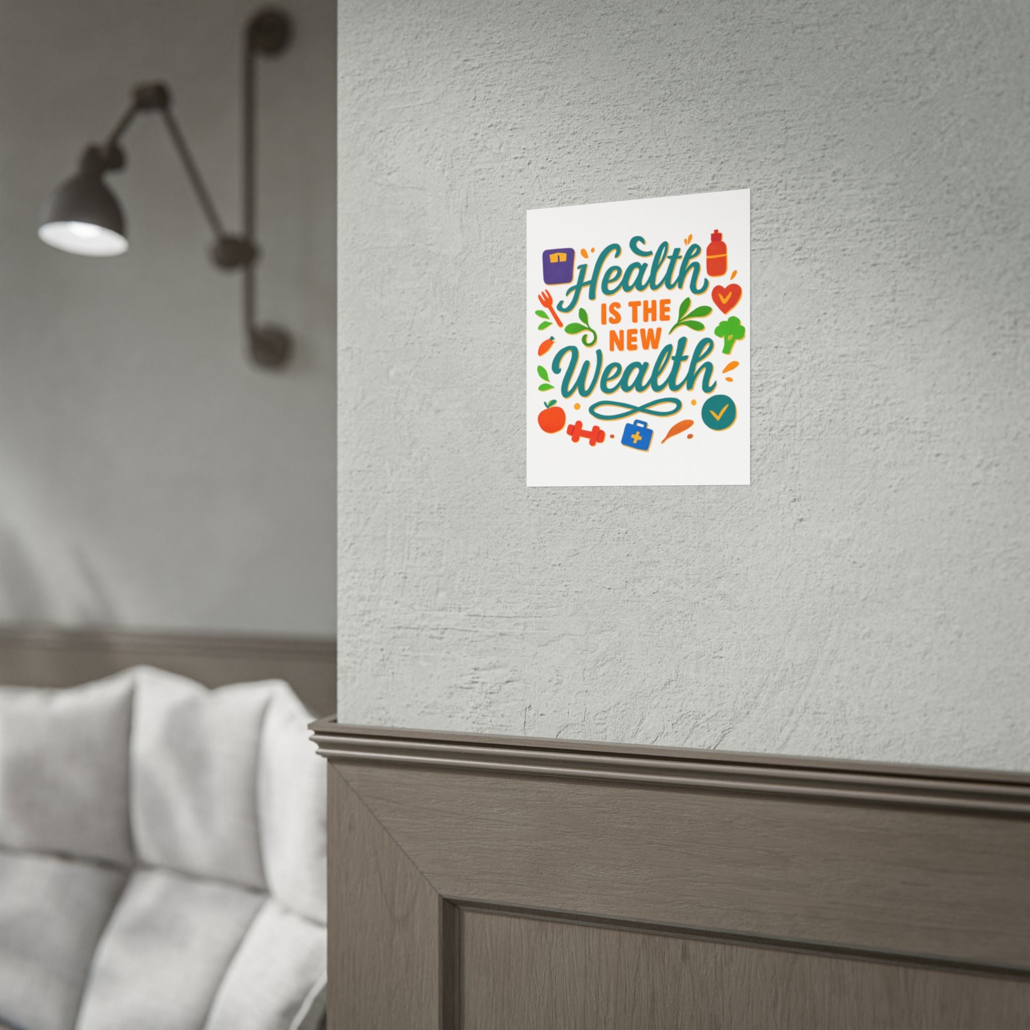 Health Is the New Wealth Rolled Poster — Motivational Wellness Wall Art