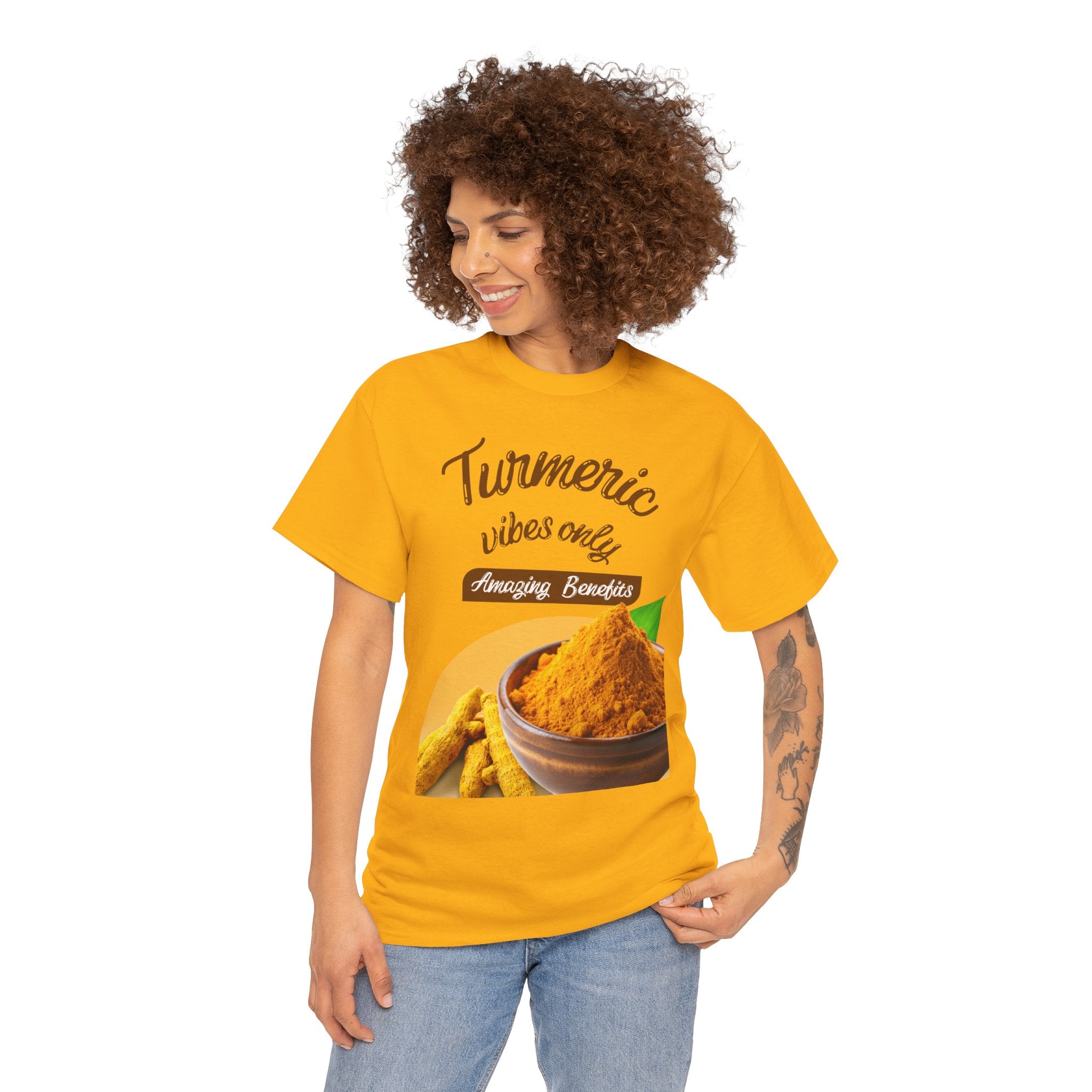Turmeric Vibes Only Tee, Relaxed Unisex Cotton Shirt for Wellness Lovers, Great for Gifts, Health & Wellness Events, Casual Everyday Wear