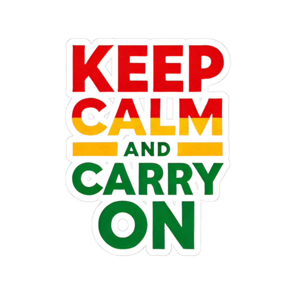 Keep Calm and Carry On Kiss-Cut Sticker — Retro Red/Yellow/Green Laptop Decal
