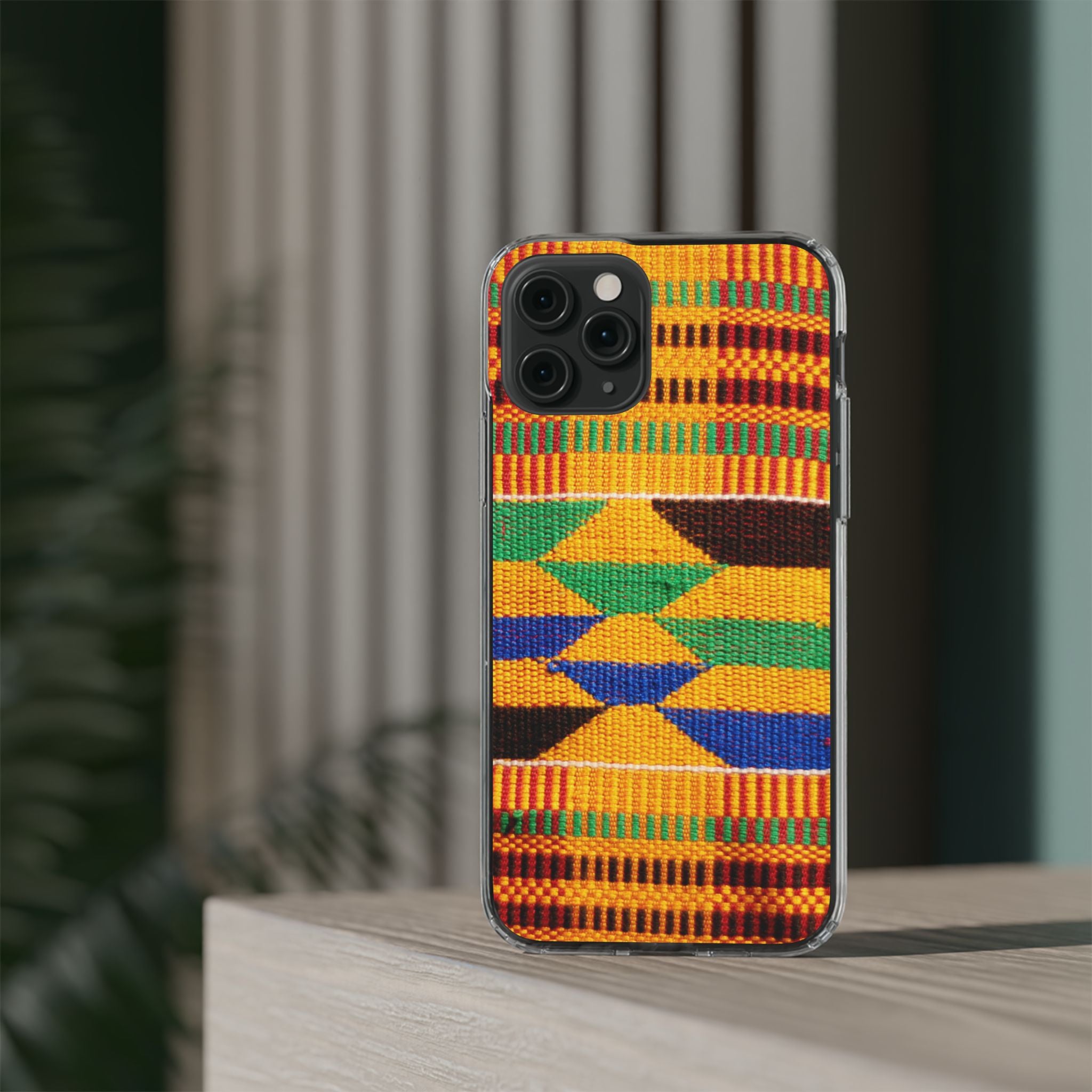 Kente Pattern Clear Impact-Resistant Phone Case