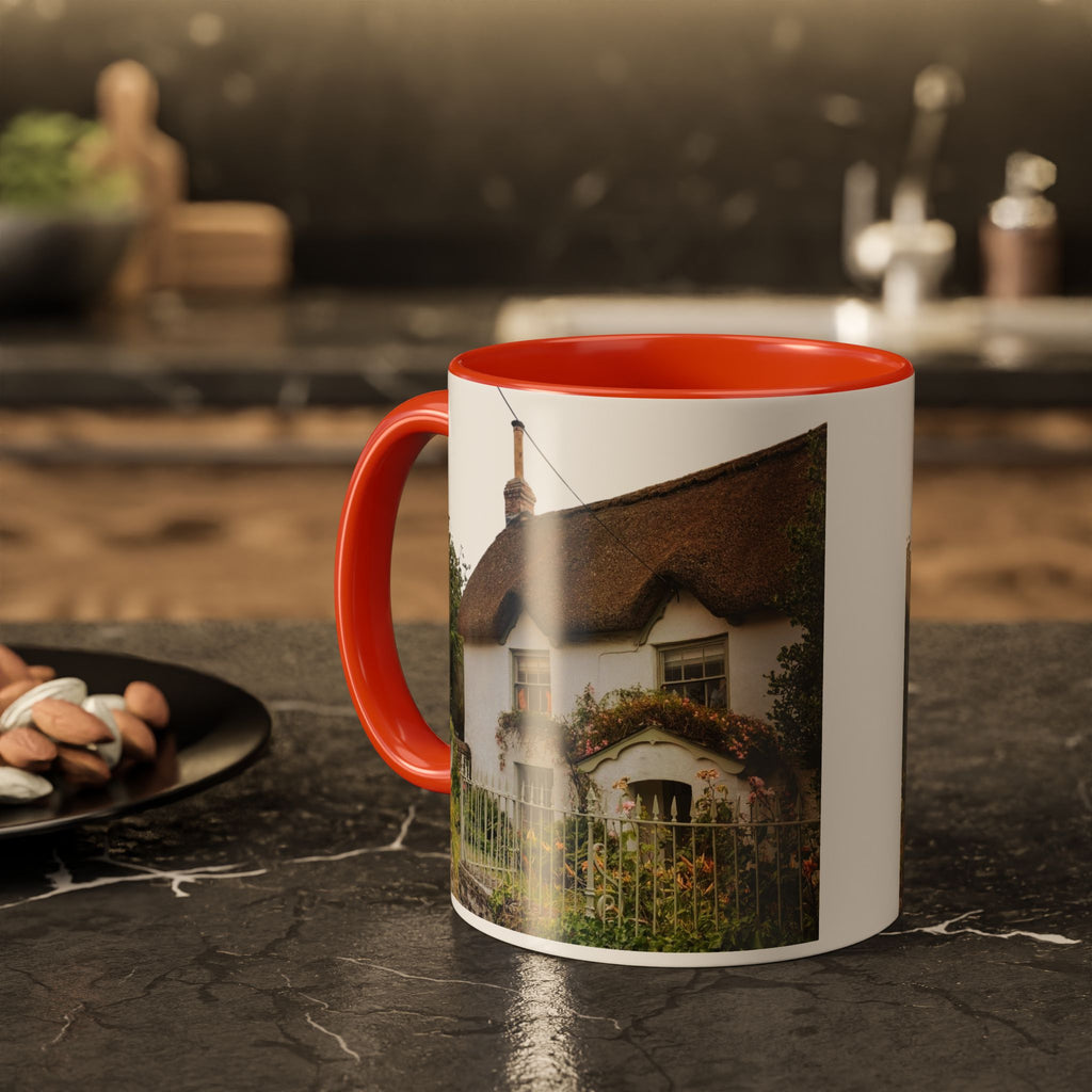 Thatched Cottage Photo Mug (11oz & 15oz) — Cozy English Cottage Scenic Coffee Cup