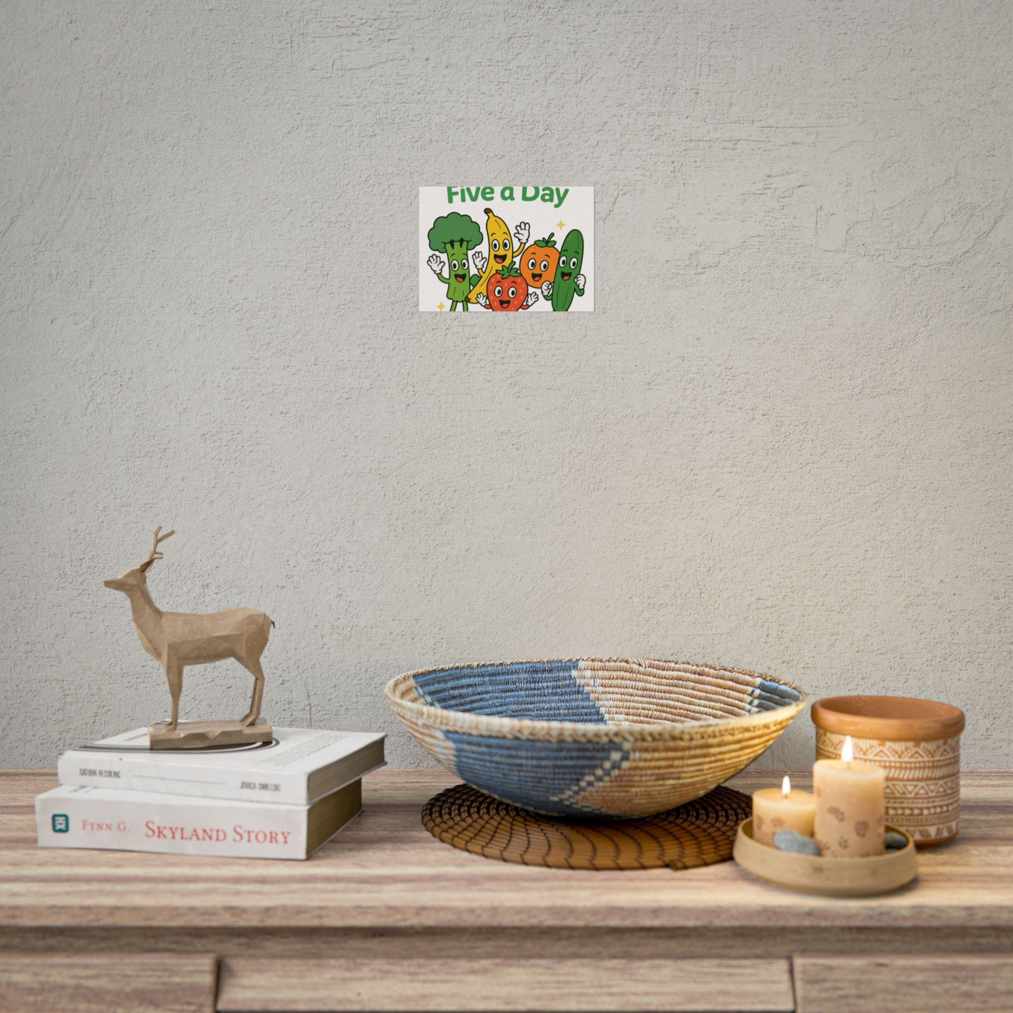 Rolled Poster — "Get Your Five a Day" Cute Fruit & Veggie Wall Art