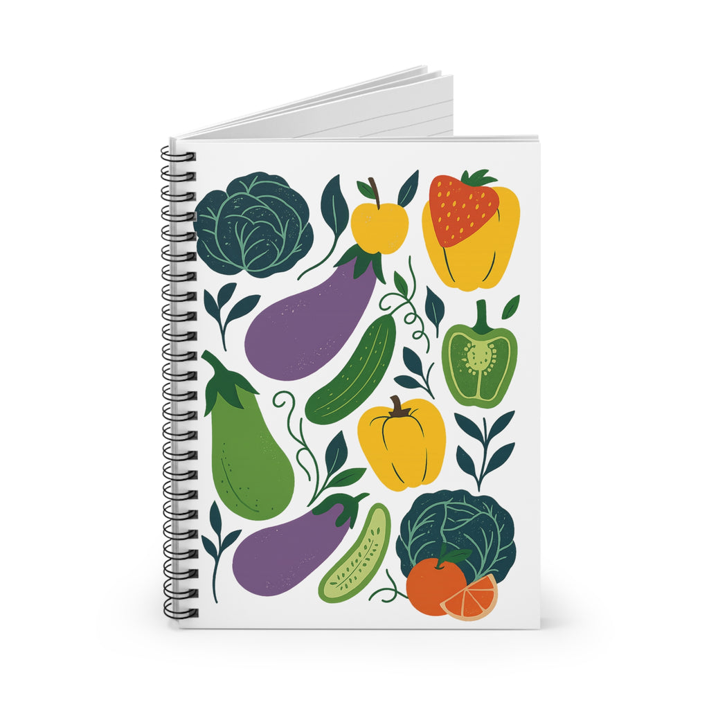 Veggie Garden Spiral Notebook — Colorful Fruits & Vegetables Ruled Journal