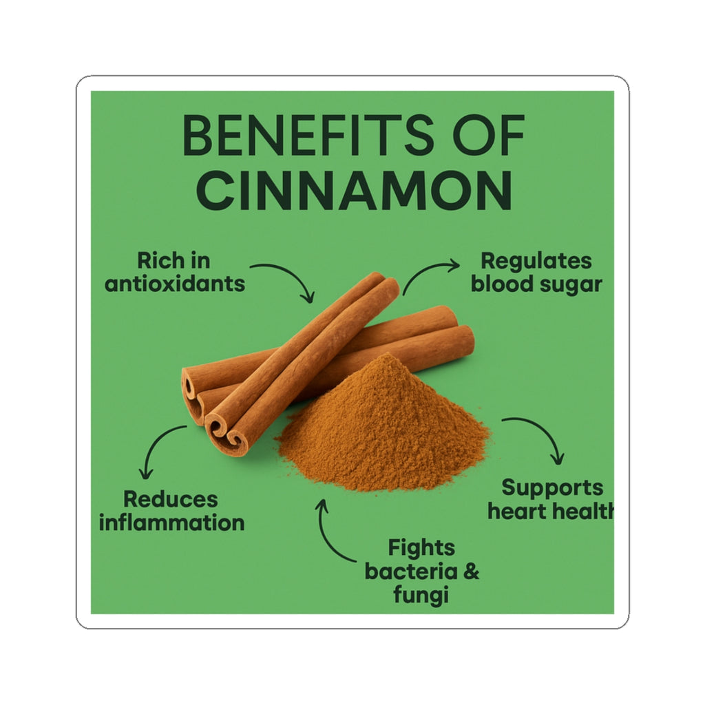 Cinnamon Benefits Stickers, Nature Lover Stickers, Healthy Living Decor, Kitchen Aesthetic, Gift for Foodies