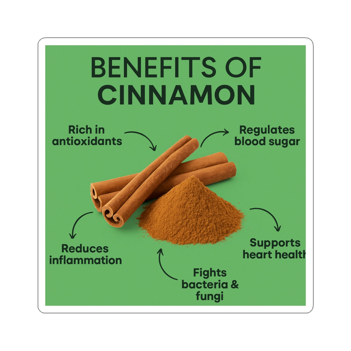 Cinnamon Benefits Stickers, Nature Lover Stickers, Healthy Living Decor, Kitchen Aesthetic, Gift for Foodies