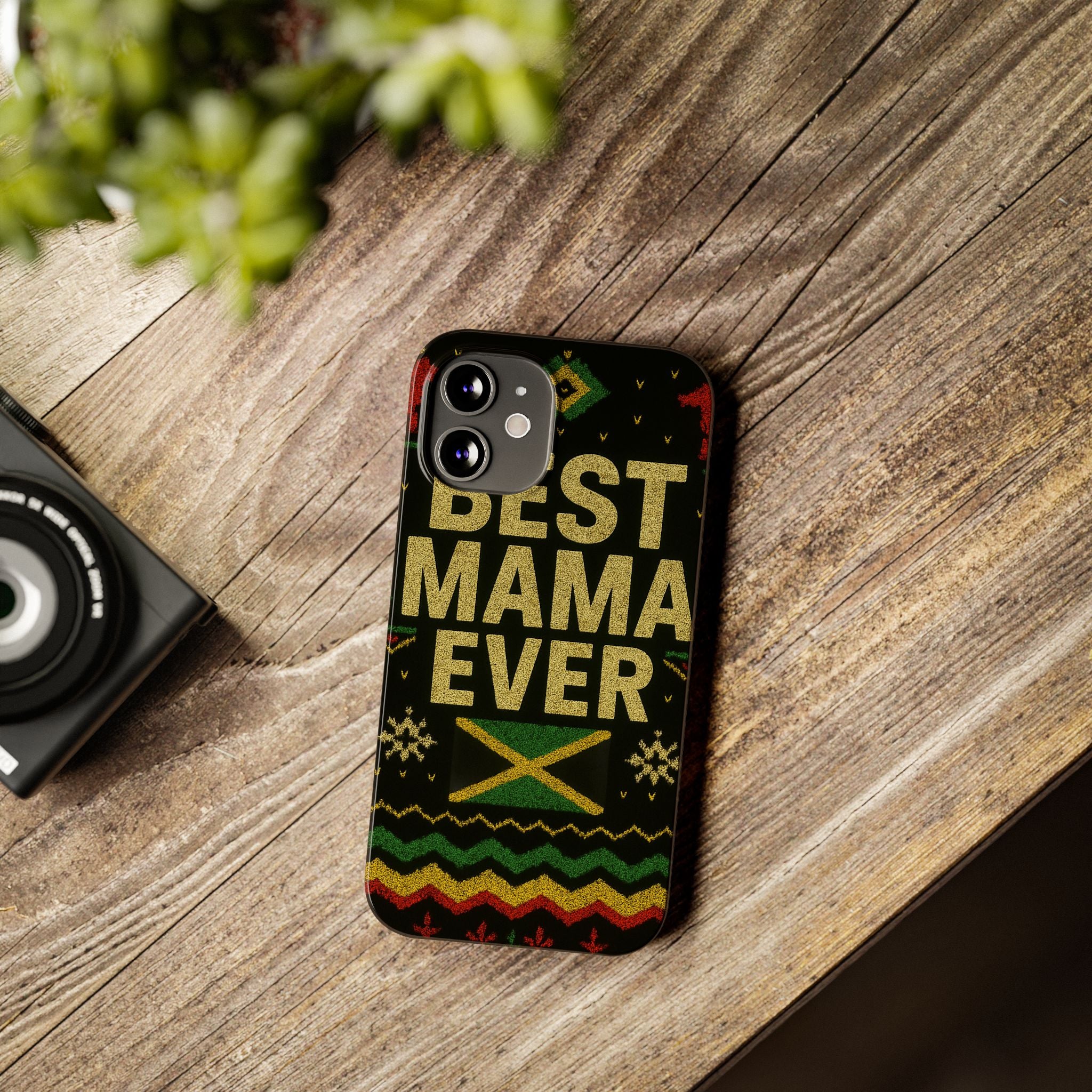 Slim Phone Case — 'Best Mama Ever' Jamaican Reggae Pattern