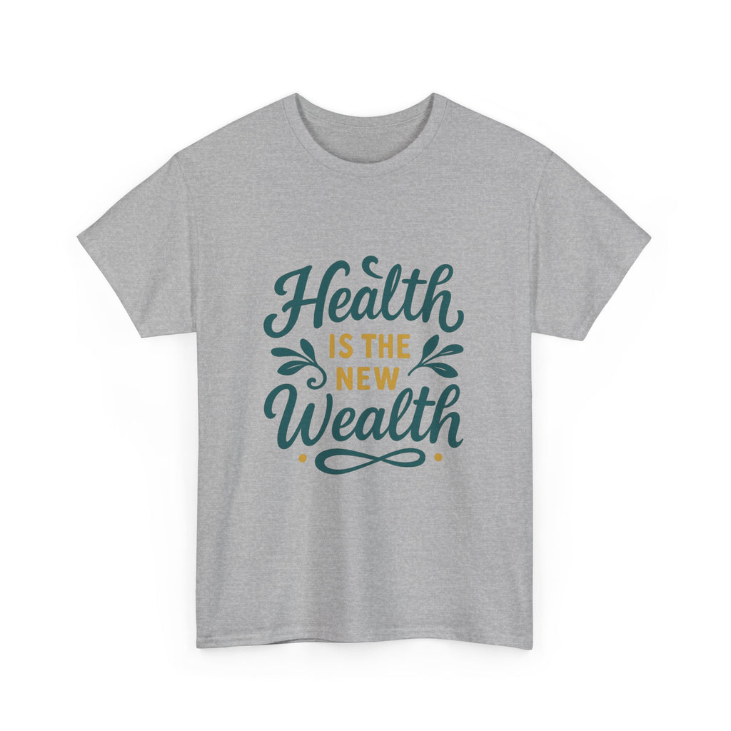 Health is the New Wealth Unisex Heavy Cotton Tee, Motivational Shirt, Wellness Apparel, Gift for Health Enthusiasts, Casual Wear