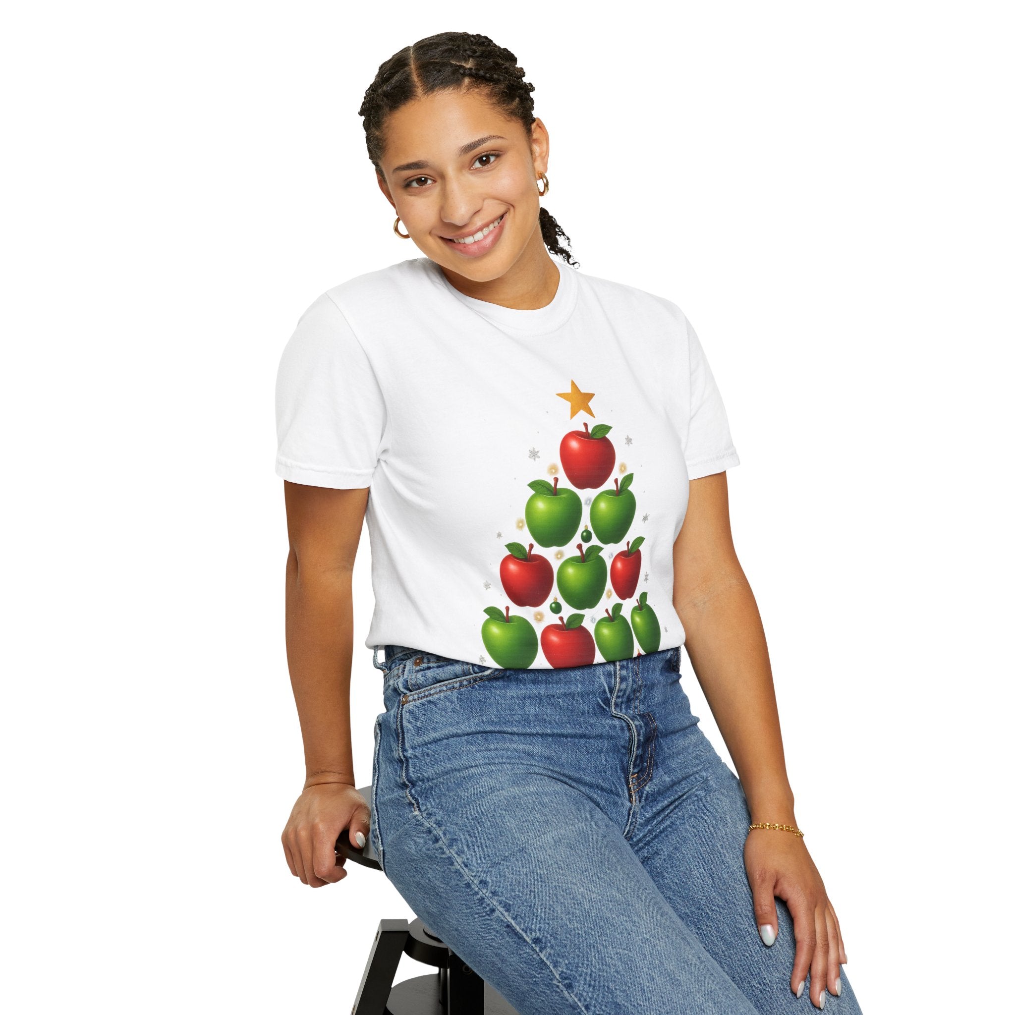 Apple Christmas Tree T-Shirt — Holiday Fruit Tree Graphic Tee