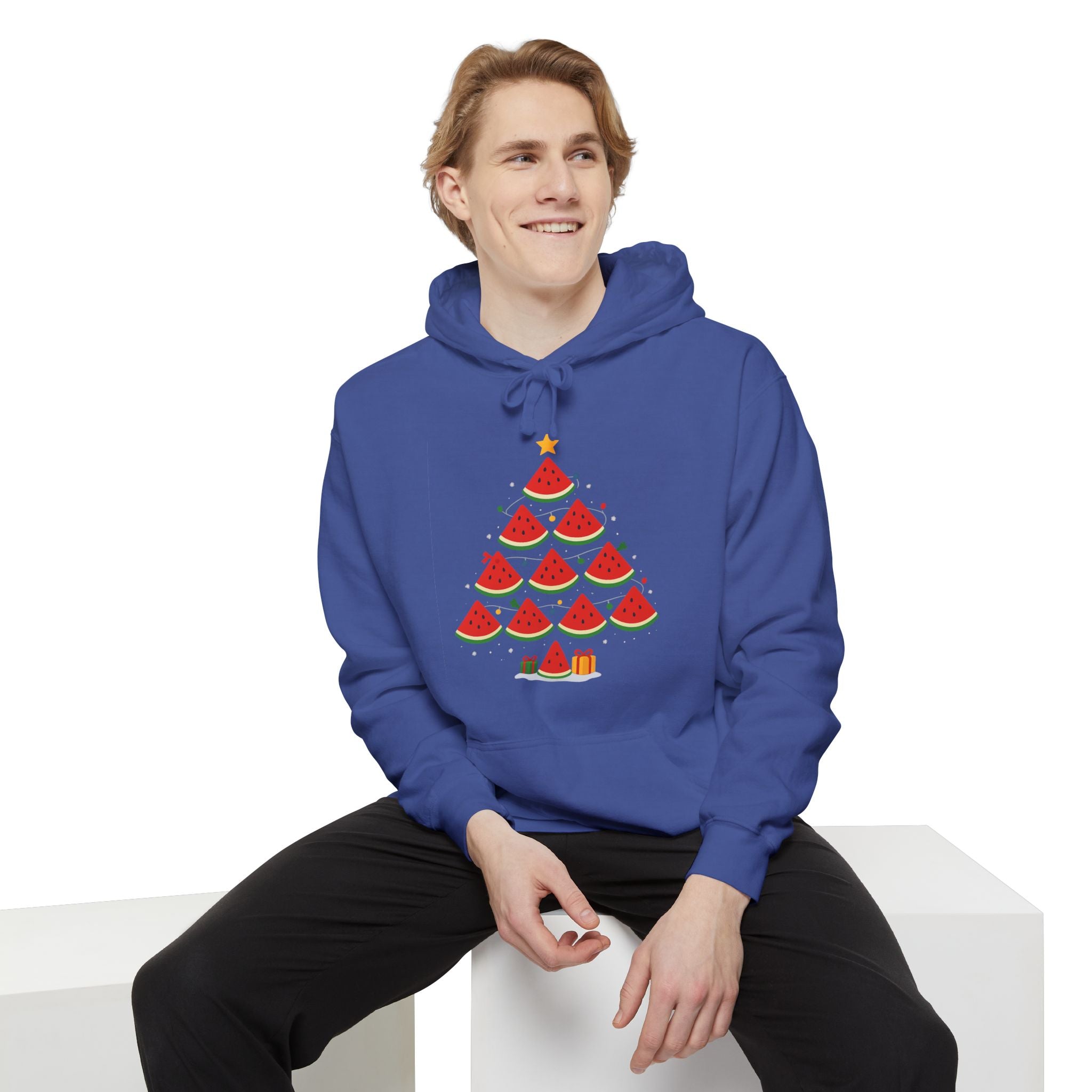 Watermelon Christmas Tree Hoodie — Festive Fruit Holiday Pullover