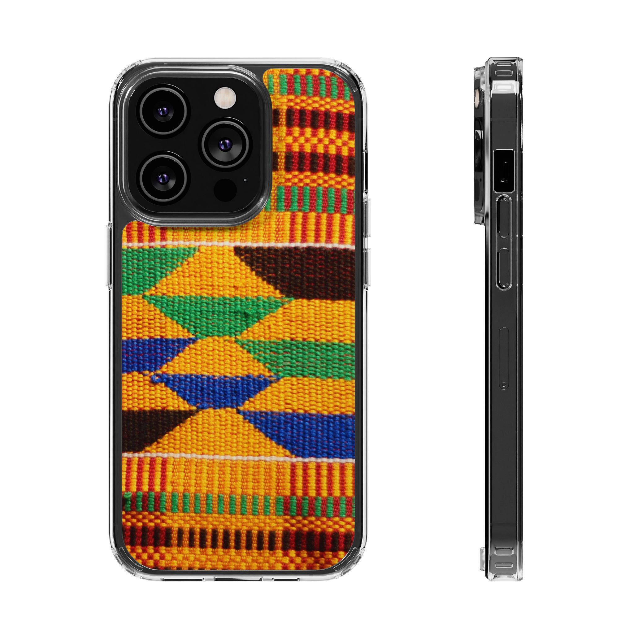 Kente Pattern Clear Impact-Resistant Phone Case