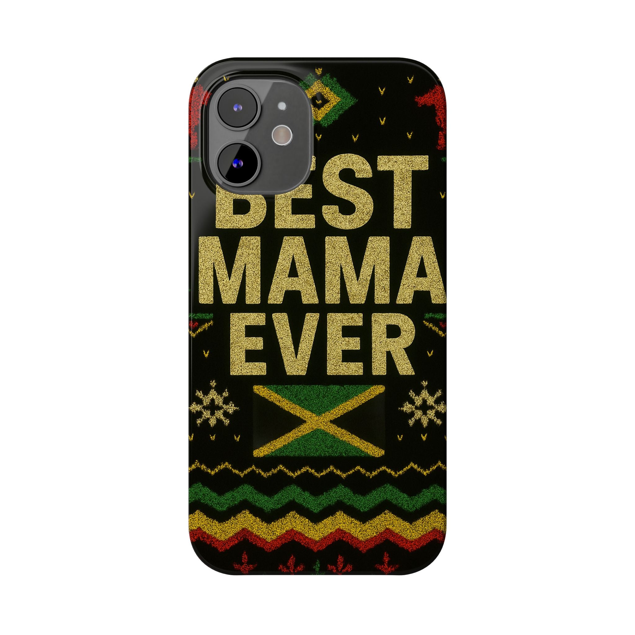 Slim Phone Case — 'Best Mama Ever' Jamaican Reggae Pattern