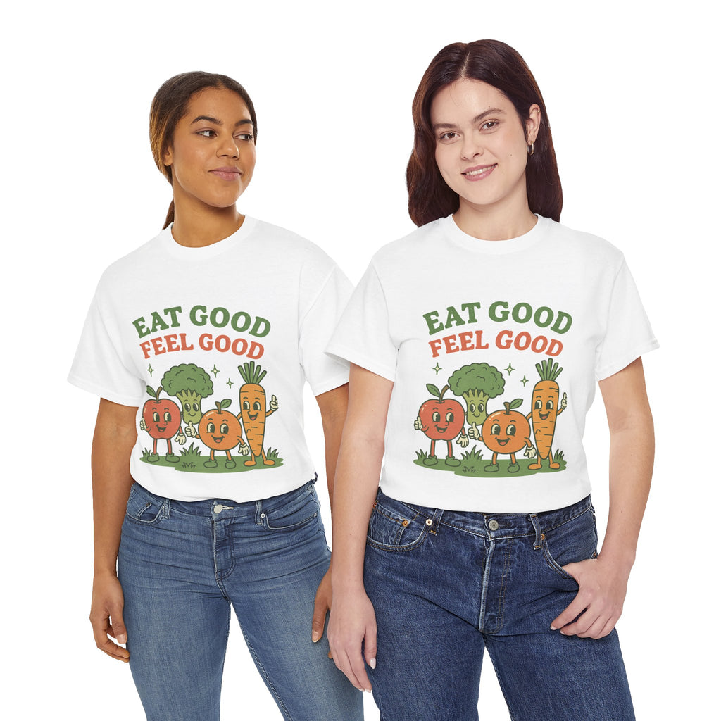 Eat Good Feel Good T-Shirt — Cute Veggie Graphic Tee (Apple, Broccoli, Carrot)