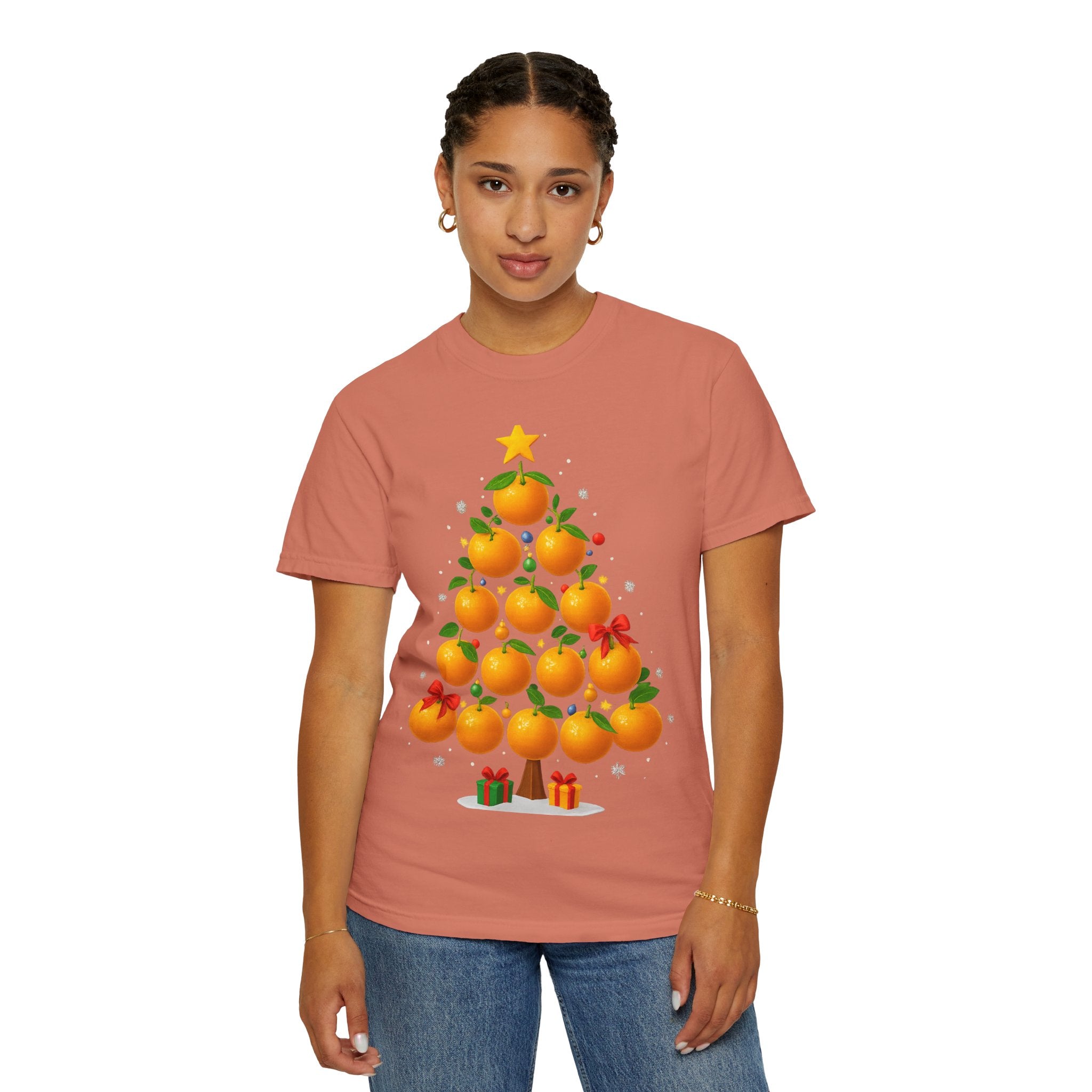 Orange Christmas Tree T-Shirt — Festive Citrus Holiday Tee