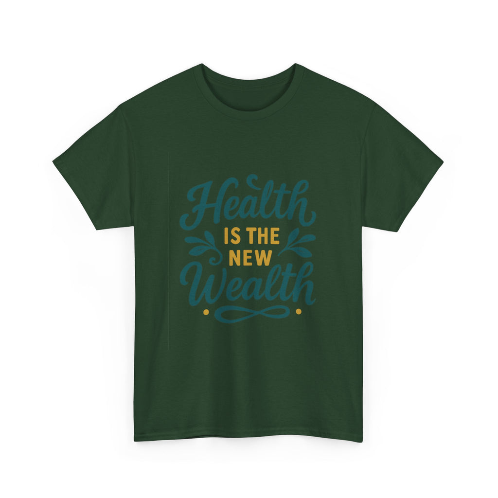Health is the New Wealth Unisex Heavy Cotton Tee, Motivational Shirt, Wellness Apparel, Gift for Health Enthusiasts, Casual Wear