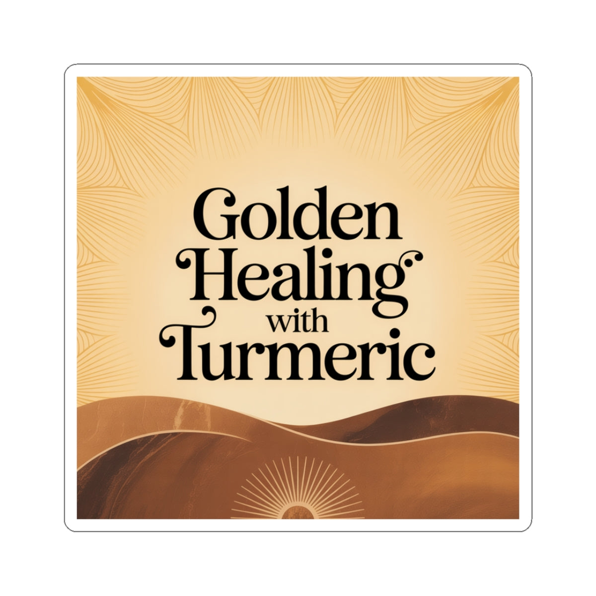 Golden Healing Turmeric Stickers | Wellness Decor, Laptop Stickers, Gift for Health Enthusiasts, Boho Aesthetic, Holistic Living