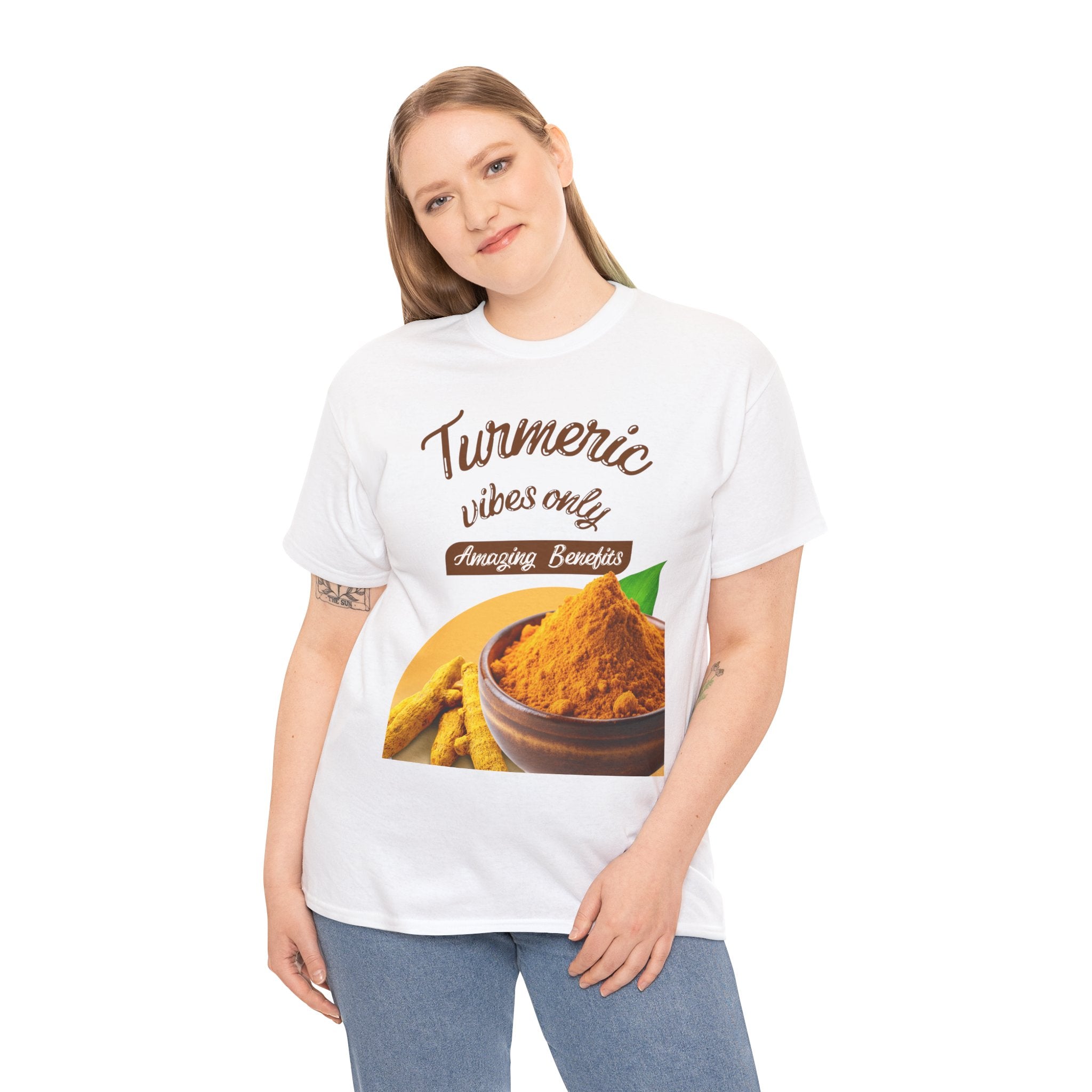 Turmeric Vibes Only Tee, Relaxed Unisex Cotton Shirt for Wellness Lovers, Great for Gifts, Health & Wellness Events, Casual Everyday Wear
