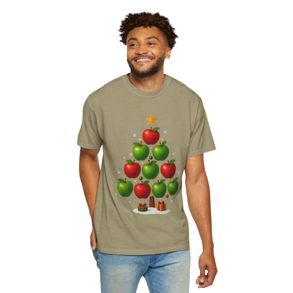 Apple Christmas Tree T-Shirt — Holiday Fruit Tree Graphic Tee