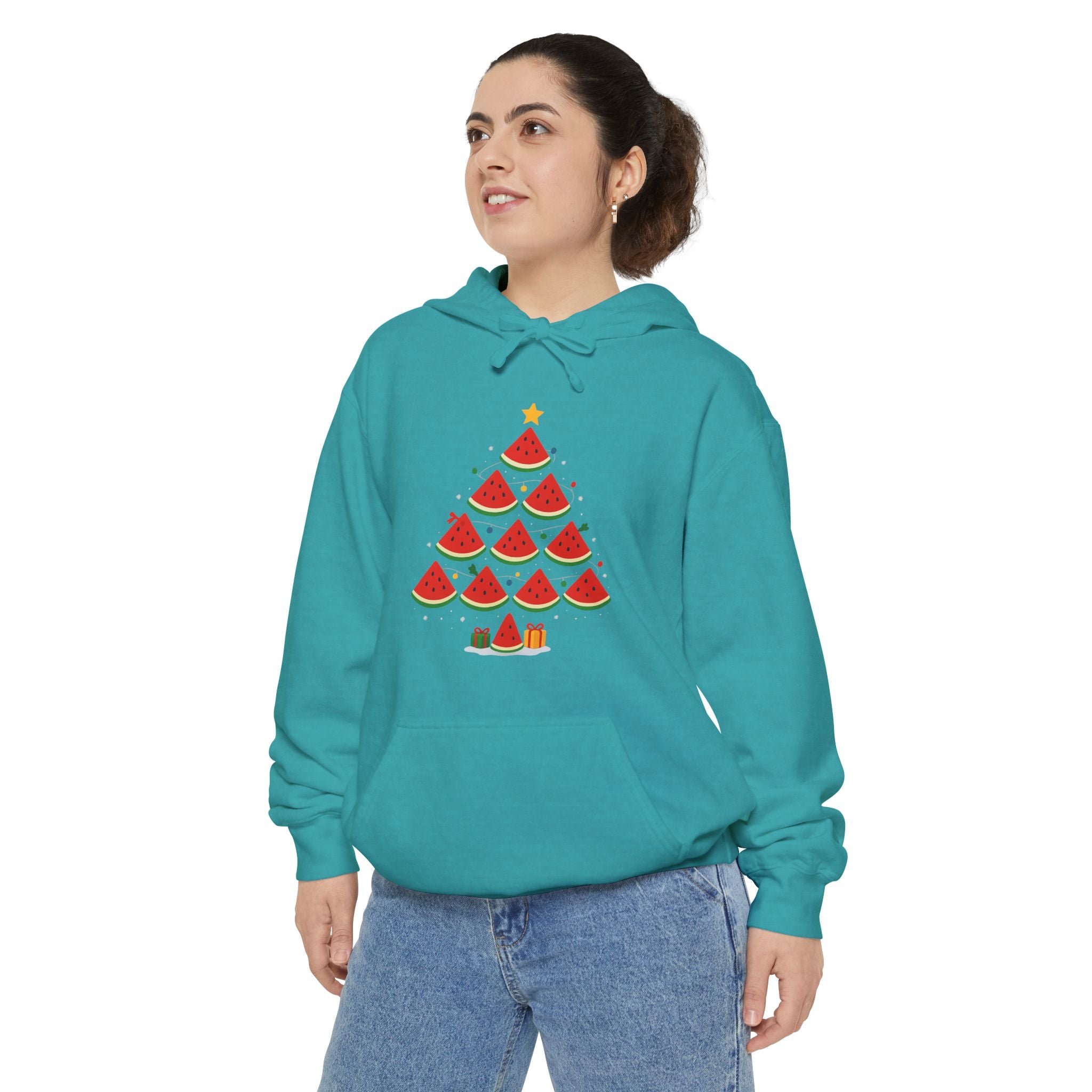 Watermelon Christmas Tree Hoodie — Festive Fruit Holiday Pullover