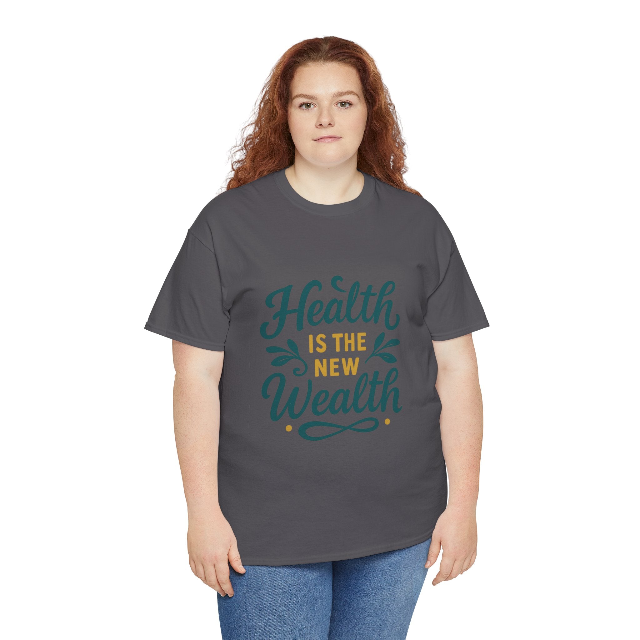 Health is the New Wealth Unisex Heavy Cotton Tee, Motivational T-Shirt, Wellness Gift, Inspirational Apparel, Casual Wear