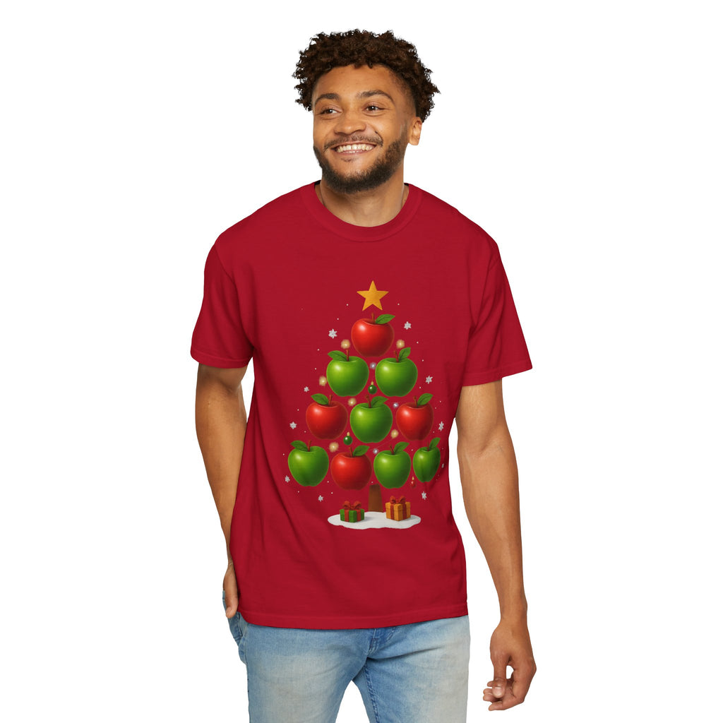 Apple Christmas Tree T-Shirt — Holiday Fruit Tree Graphic Tee