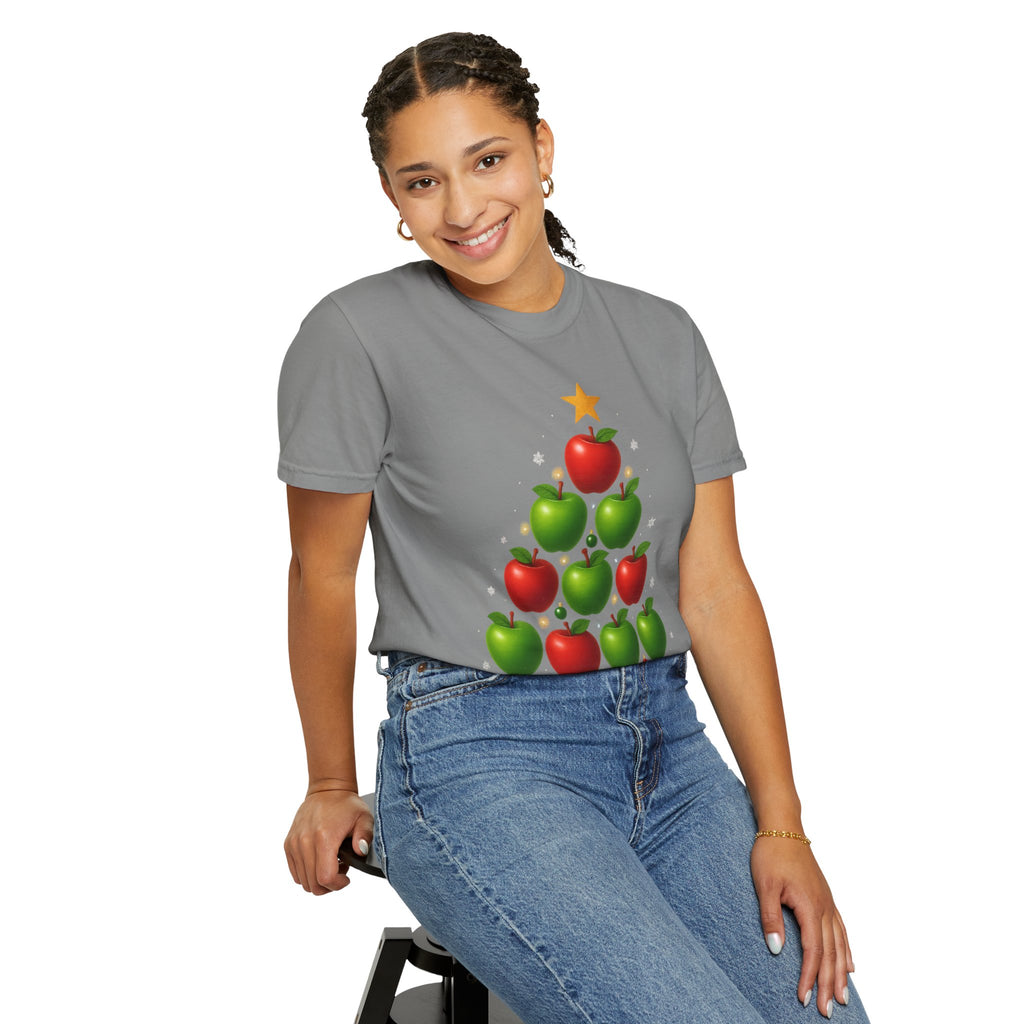 Apple Christmas Tree T-Shirt — Holiday Fruit Tree Graphic Tee