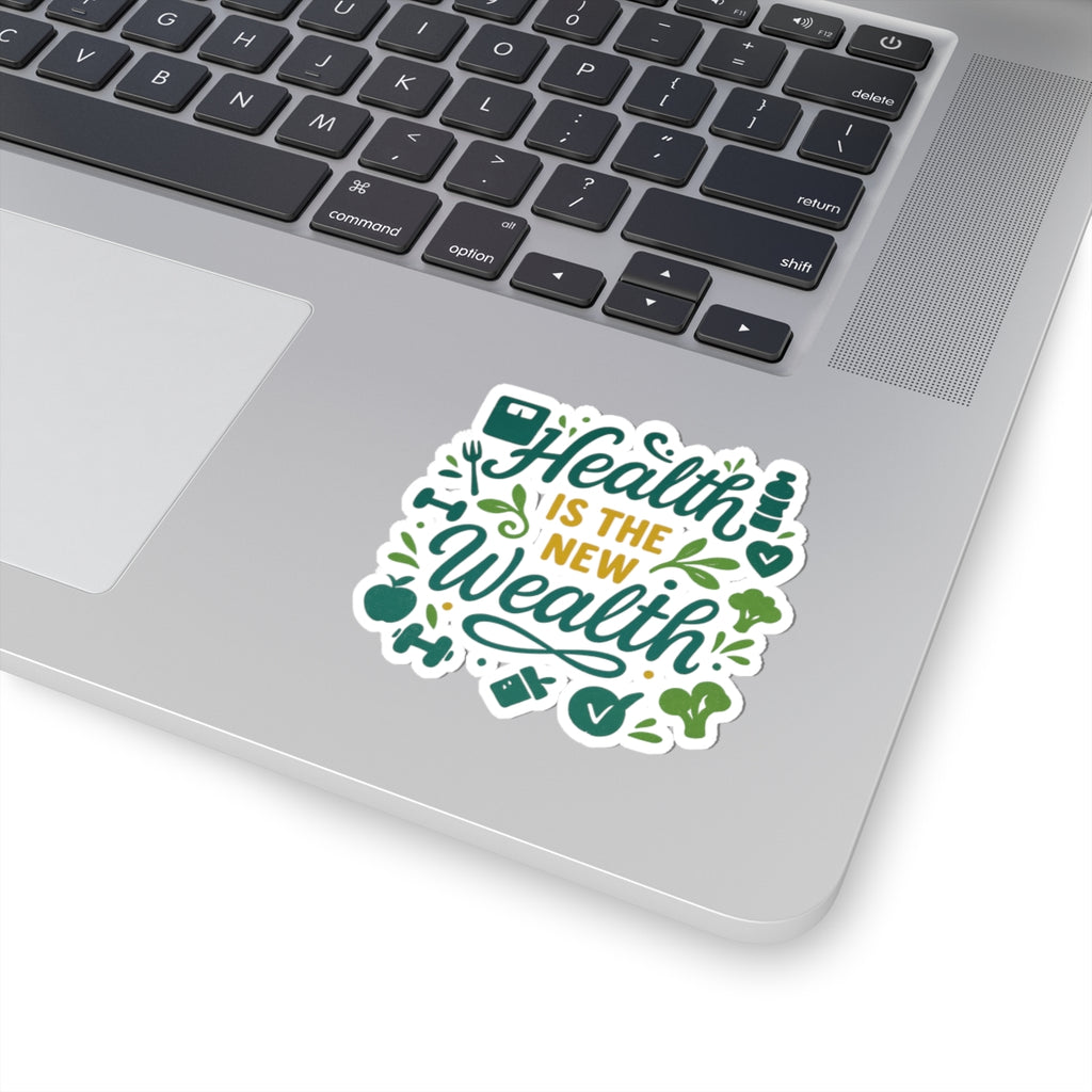 Health is the New Wealth Stickers | Motivational Fitness Decals, Wellness Gifts, Laptop Stickers, Health Quotes, Positive Affirmations