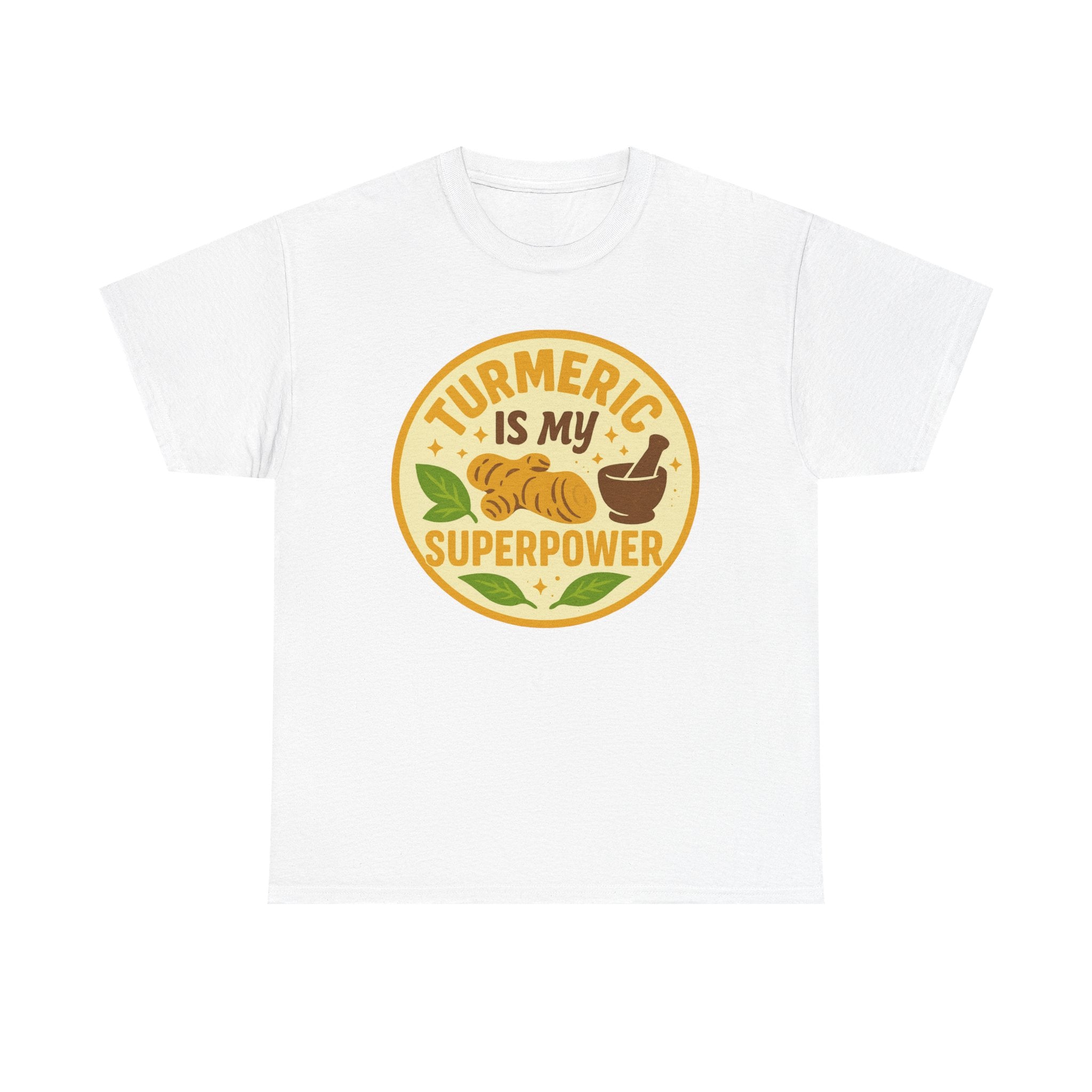 Turmeric Superpower Tee, Unisex Cotton T-Shirt, Health Enthusiast Gift, Herbal Tea Lover Shirt, Natural Wellness Apparel, Unique Gift Idea
