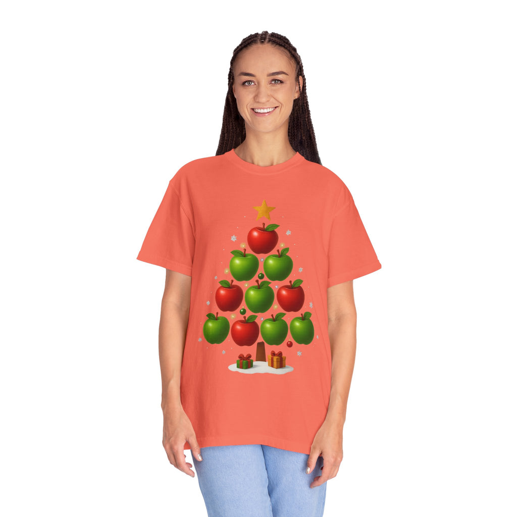 Apple Christmas Tree T-Shirt — Holiday Fruit Tree Graphic Tee