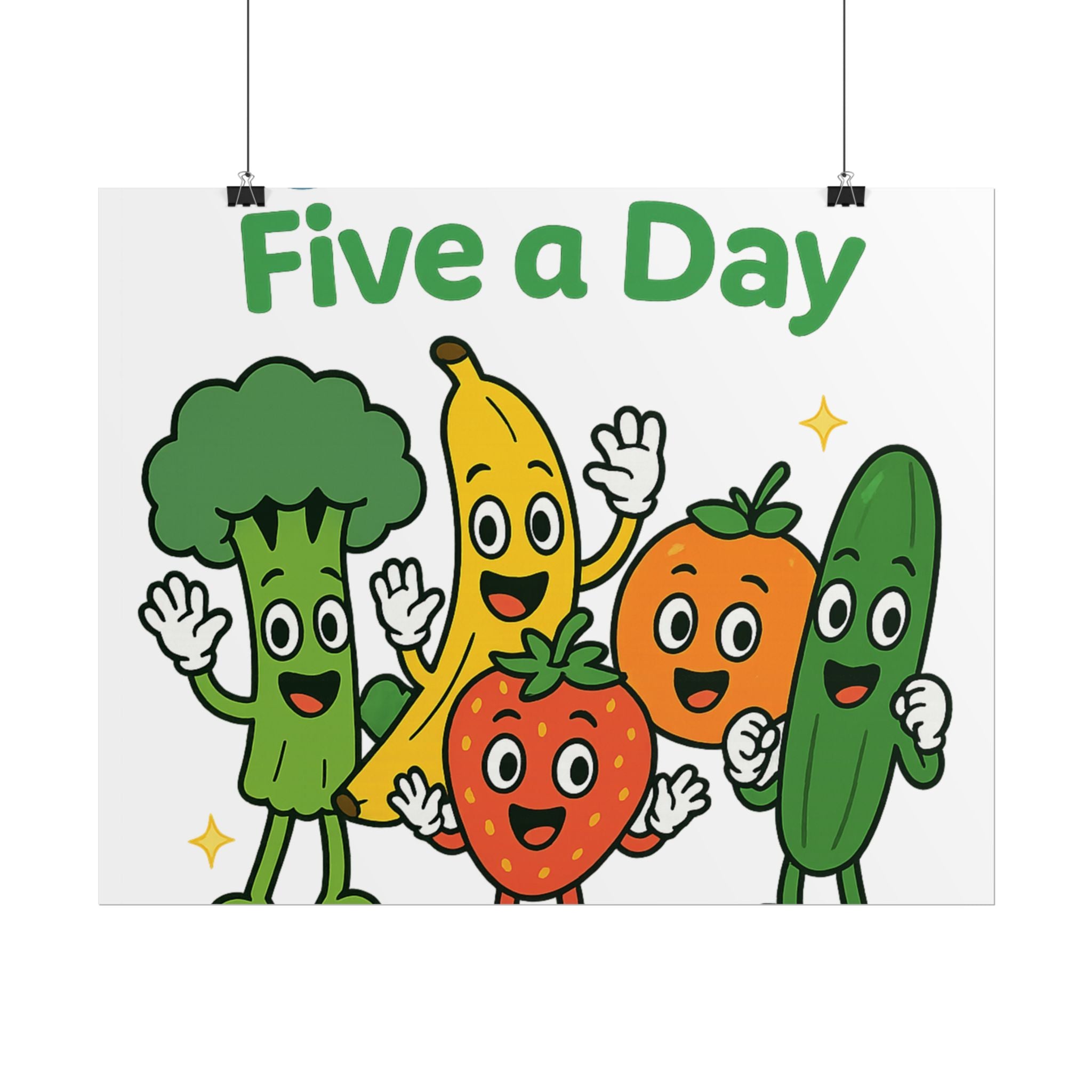 Rolled Poster — "Get Your Five a Day" Cute Fruit & Veggie Wall Art