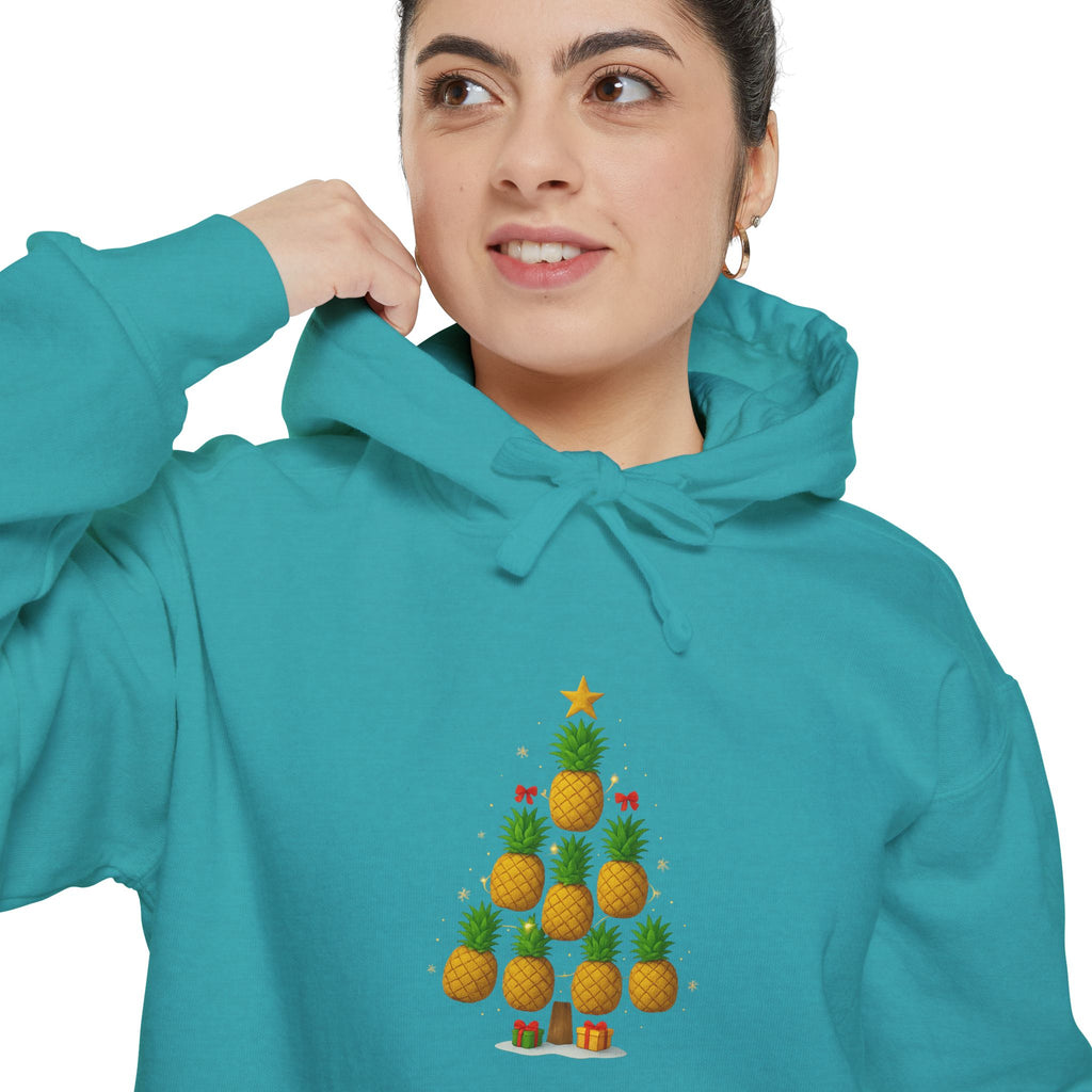 Pineapple Christmas Tree Hoodie — Festive Tropical Holiday Sweatshirt