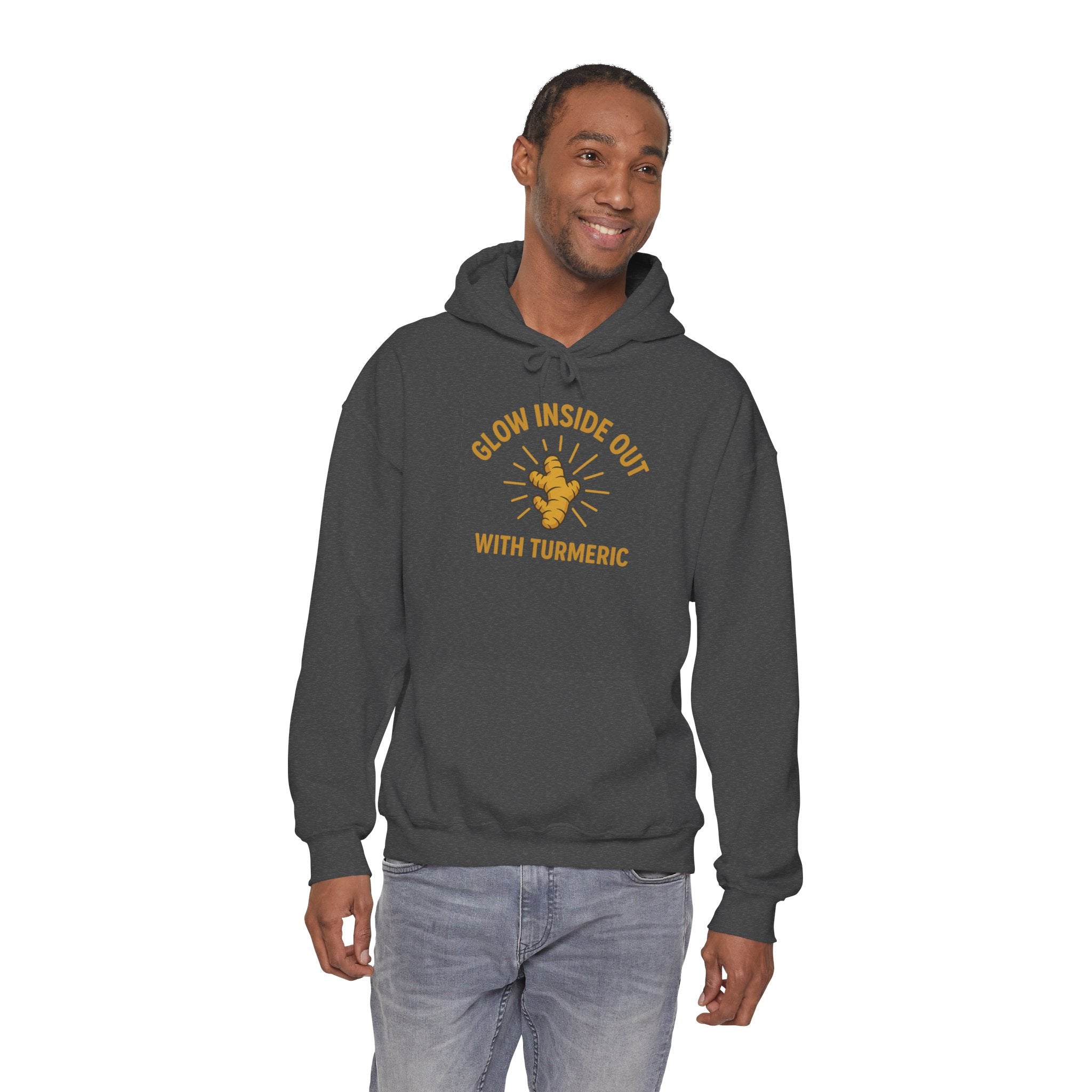 Glow Inside Out Turmeric Hoodie, Wellness Sweatshirt, Unisex Gift, Motivational Apparel, Cozy Fashion