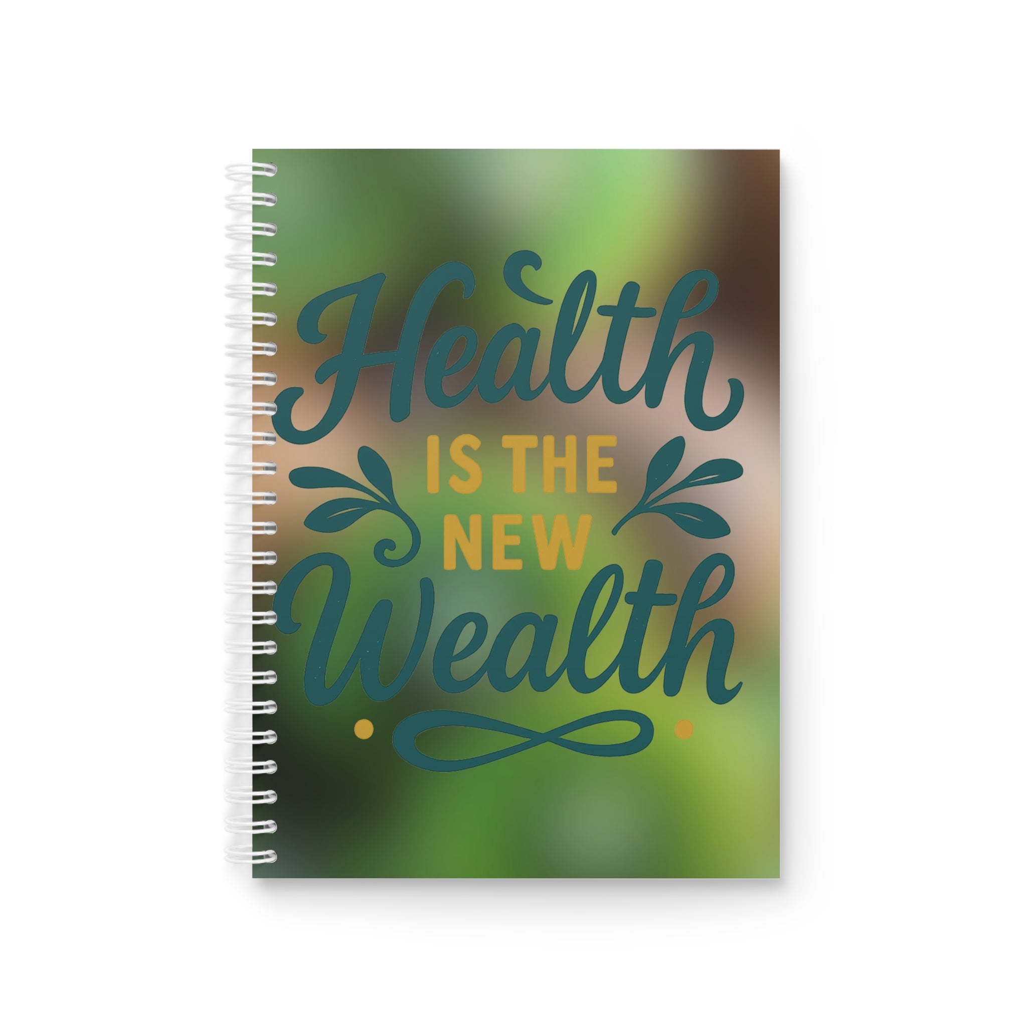 Health is the New Wealth Spiral Notebook, Motivational Journal, Wellness Planner, Gift for Health Enthusiasts, Self-Care Notebook