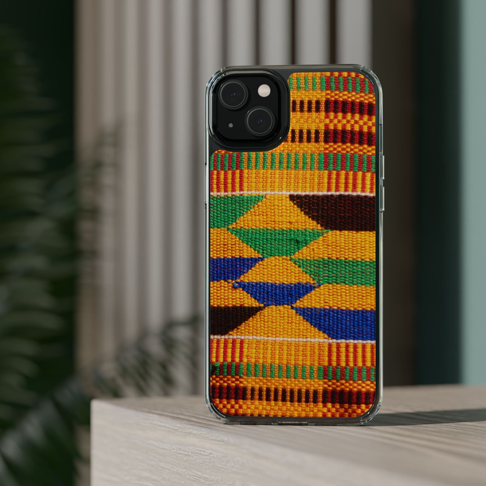 Kente Pattern Clear Impact-Resistant Phone Case